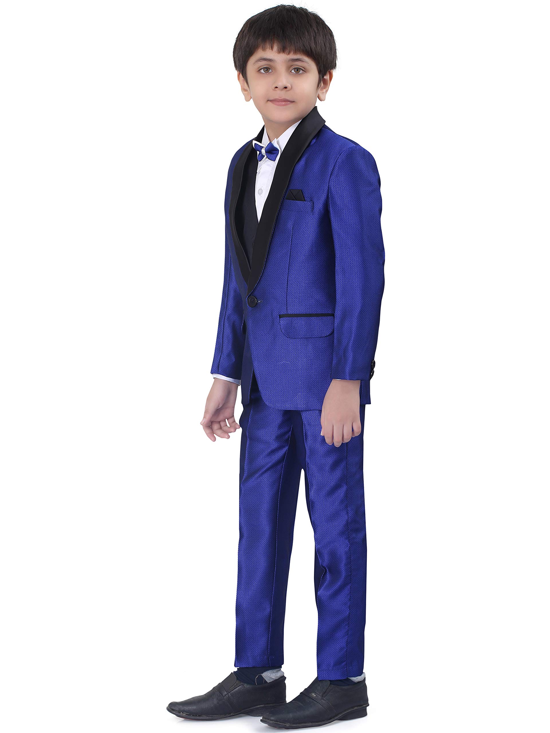 Jeetethnics Boys Blue Coat Suit Set with Waistcoat Shirt and Trousers (9041BJ)
