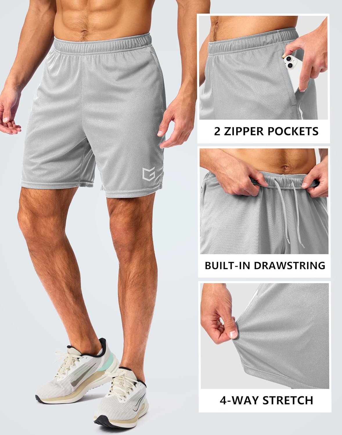 G Gradual Men's Gym Shorts 5"/7"/10" with Zipper Pockets Basketball Athletic Mesh Quick Dry Shorts for Workout Running Tennis - Image 4