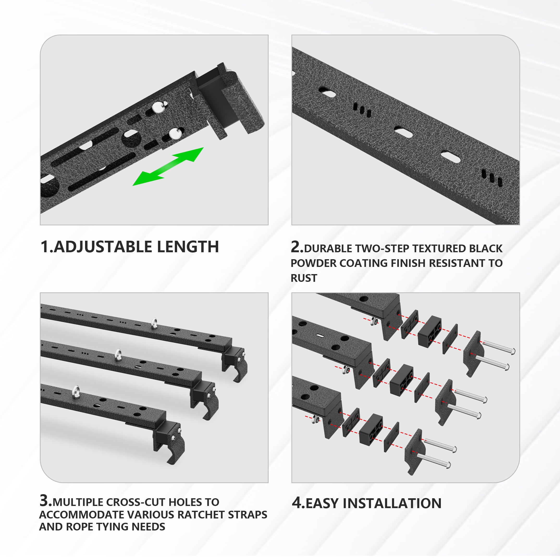 Heavy Duty 400 LBS Roof Rack Cross Bars Compatible with Flush & Raised Side Rails, Adjustable Crossbars Cargo Carrier Rooftop Luggage Fit Most SUVs Cars Vehicles