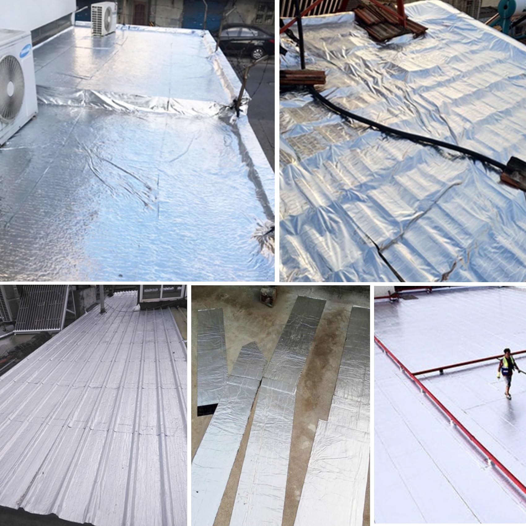 Tela Asfaltica Autoadhesiva para Tejado, Cinta de Selladora Aluminio Impermeable, Banda Butilo Reparación Piscinas Tuberías(100x600cm)