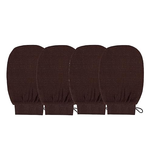 BiJun Exfoliating Glove Moroccan Kessa Scrub Exfoliating Gloves Deep Exfoliating Mitt Body Scrub Premium Scrub Wash Mitt Body Skincare at Home Shower or Bath Exfoliating Mitts for Dead Skin Remover - 2 Pack Grey