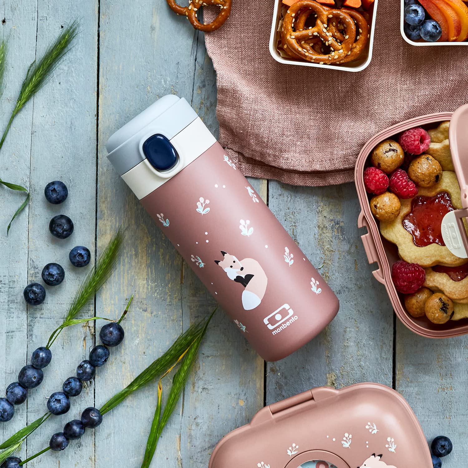 monbento - Borraccia Termica Bambini MB Pop Fox - Volpe - 360ml - Ermetica - Bevande Calde/Fresche fino a 12 Ore - Piccola Bottiglia Bambini Scuola/Parco o Adulti Borsetta - Senza BPA - Rosa Cannella
