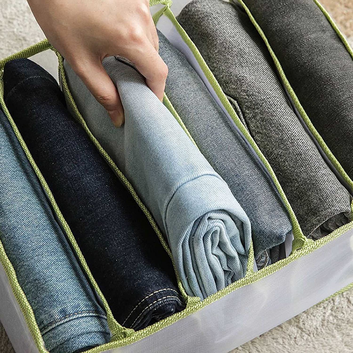 6 Pezzi Scatola di Separazione della Maglia dei Vestiti del Cassetto Vano Portaoggetti per Jeans Divisori per Cassetti Pieghevoli per Vestiti Jeans Calze Reggiseno Biancheria Intima