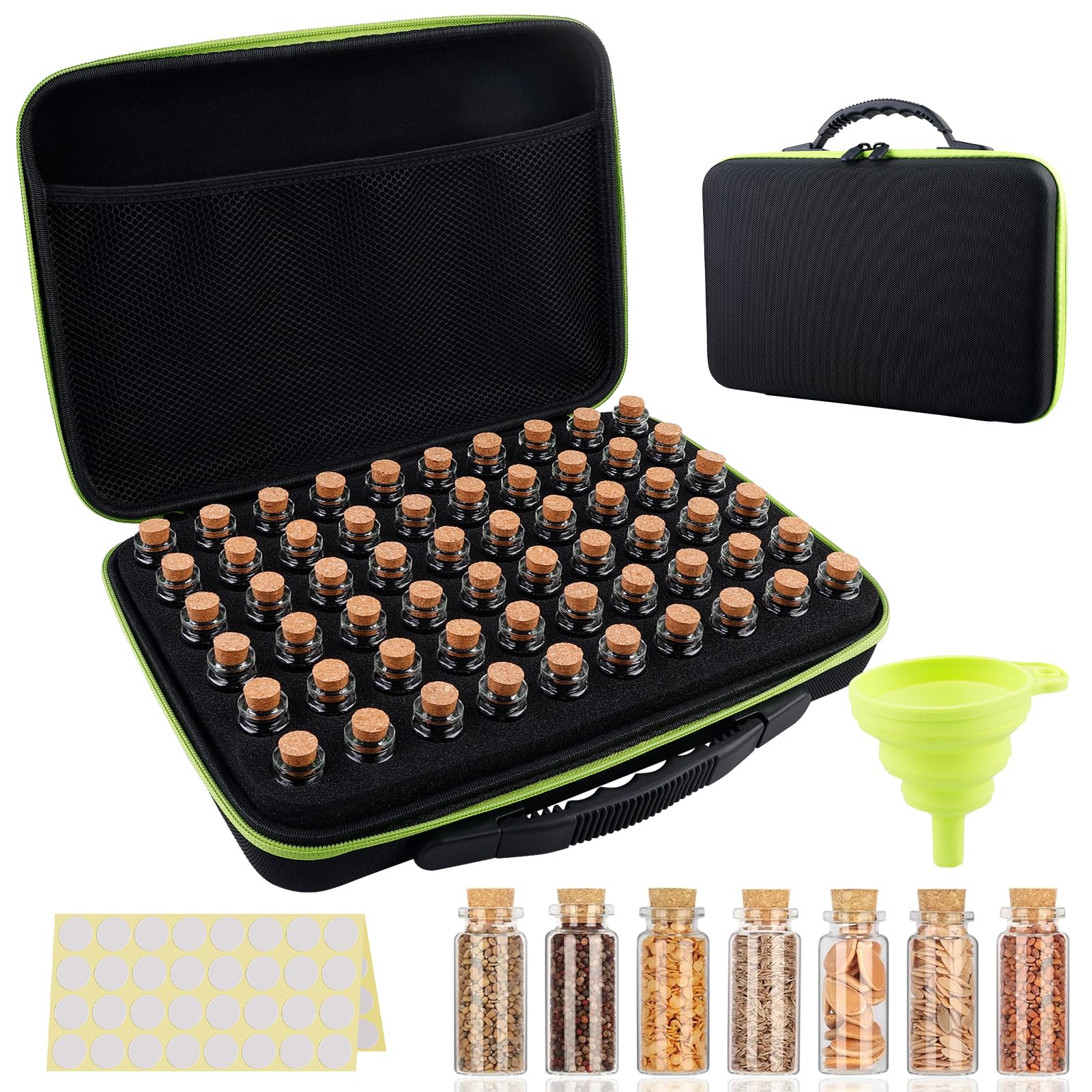 Boîte de rangement pour semences, 60 emplacements, boîte de rangement de semences, organisateur de semences, organisateur de semences, avec étiquettes, étiquettes autocollantes et entonnoir pour