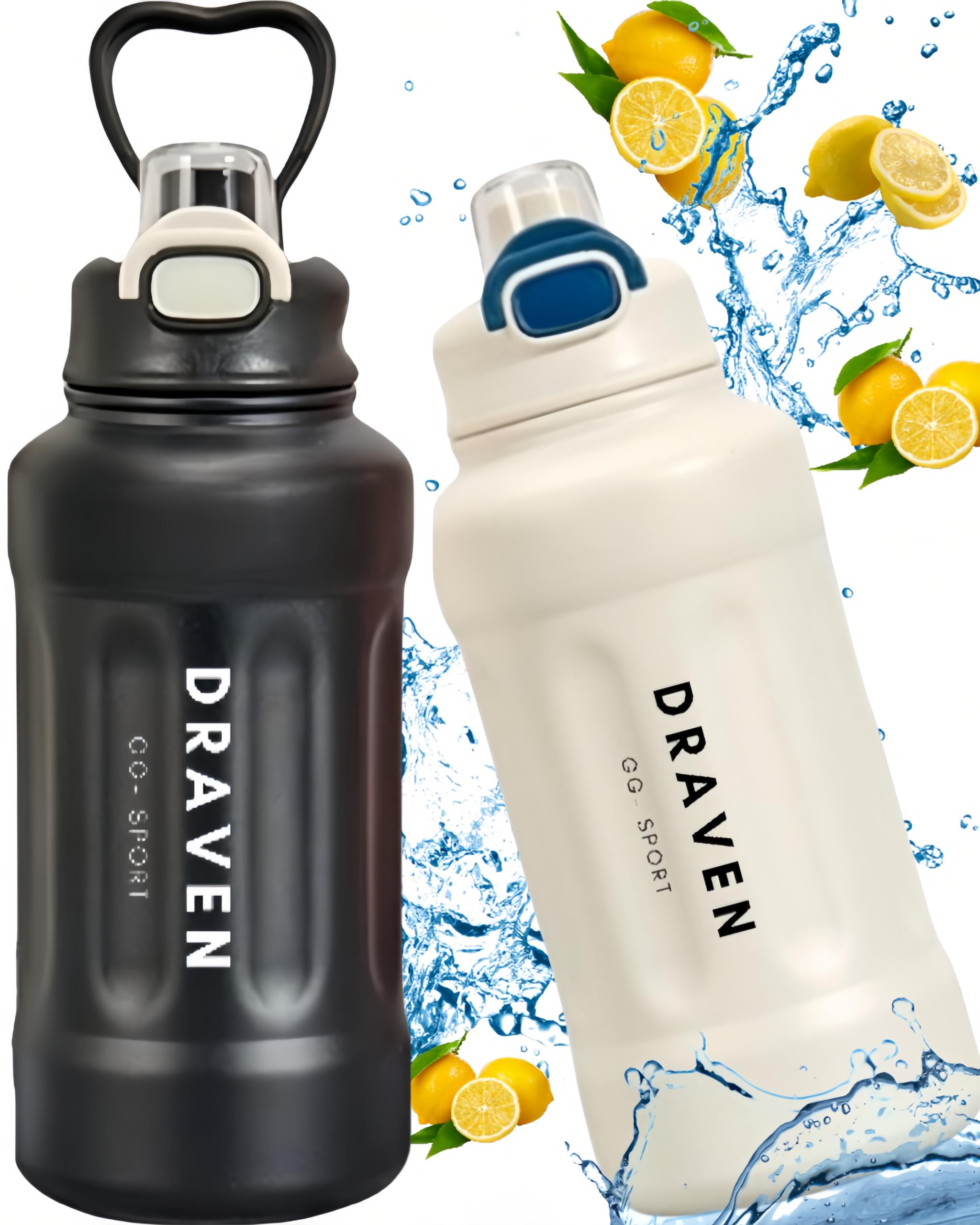 Water Bottle 800ML Stainless Steel Water Bottle With Straw, Leak-proof Lock, Food-grade Material, Stylish Design,Double Wall, Ideal For School Office Travel Outdoor Activities Sports Camping(white)