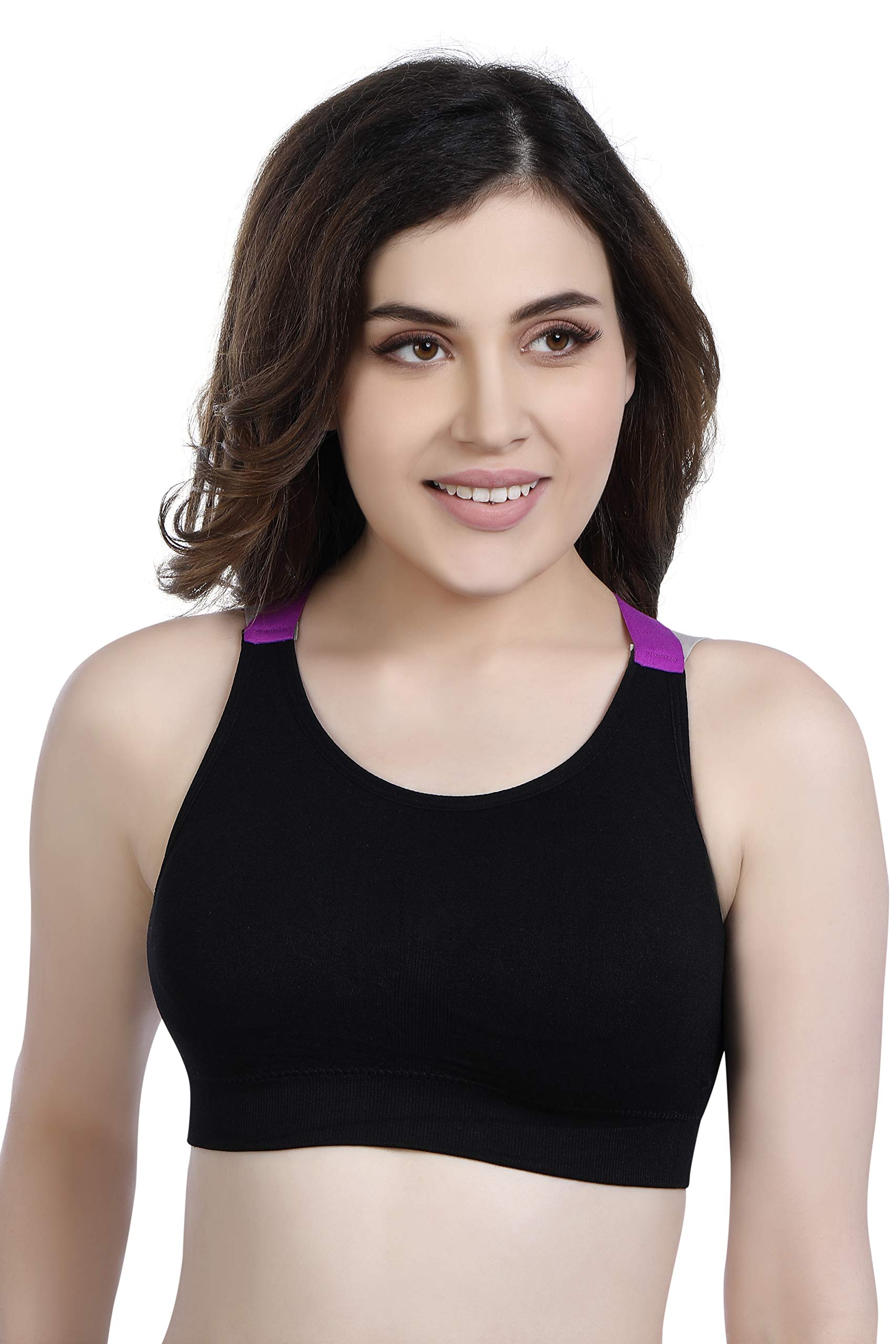 fshway Sports Bras for Women Racersback Medium Impact Support Workout,Gym,Yoga,Jogging,Running Bra with Removable Lightly Padded Wire Free(Free Size Best Choise for 30 to 34 Chest)-picture-43