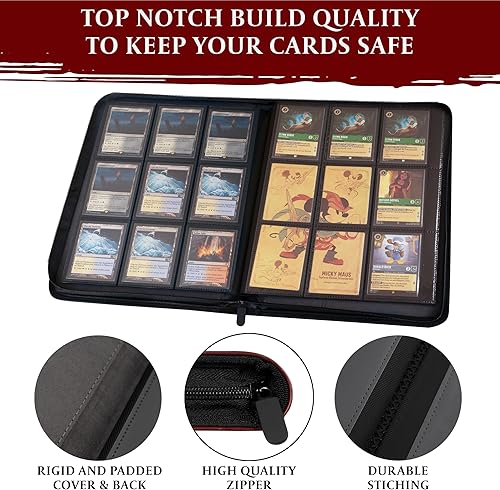 Miniatura 4 de Carpeta de tarjetas coleccionables  Álbum de 9 bolsillos con cremallera  Carpeta de carga lateral 360 para TCG  Piel sintética 3D  Para MTG, juego