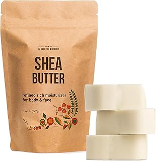 Refined Shea Butter Unscented - 100% Pure African Shea Butter for Hair & Dry Skin - Use for Soap Base, Face & Body Moisturizer, for DIY Whipped Body Butter & Lip Balm 8 oz Bar