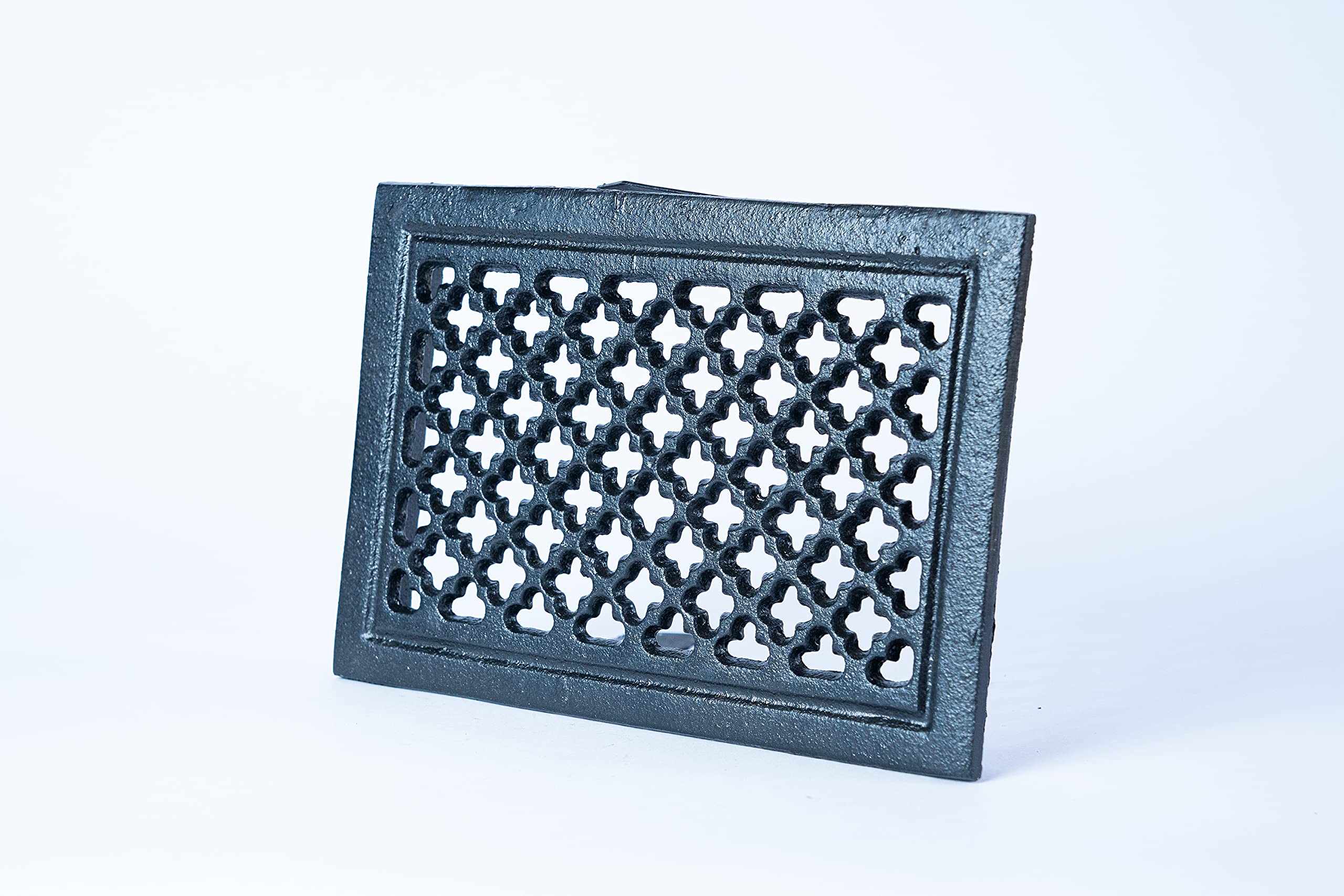 Euro Sezam - Rejilla de ventilación de hierro fundido - 210 mm x 145 mm - Color resistente al calor - Color negro