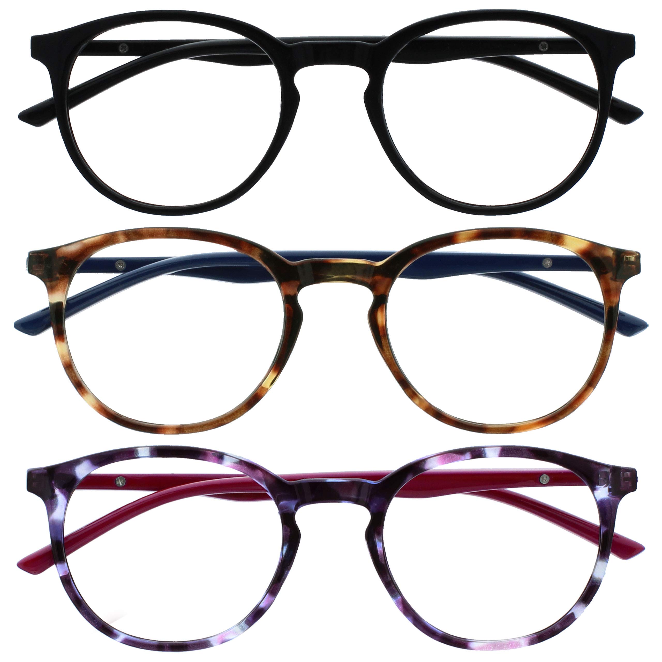 Opulize Met Pack 3 Bloqueo Luz Azul Gafas De Lectura Computadora Juego De Azar Negro Marrón Púrpura Hombres Mujeres BBB60-125