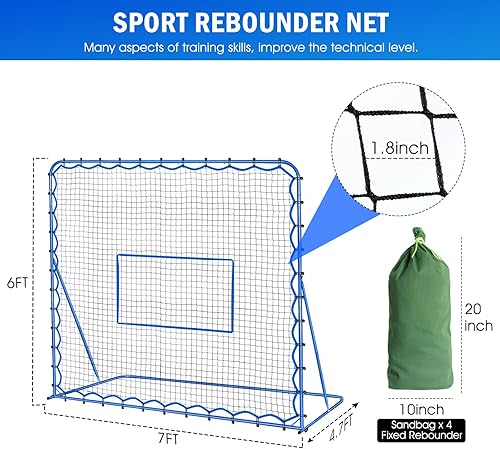 Miniatura 3 de Red de rebote de fútbol, entrenamiento de fútbol de ángulo de conmutación rápida para control, práctica de pases, fácil configuración, regalos