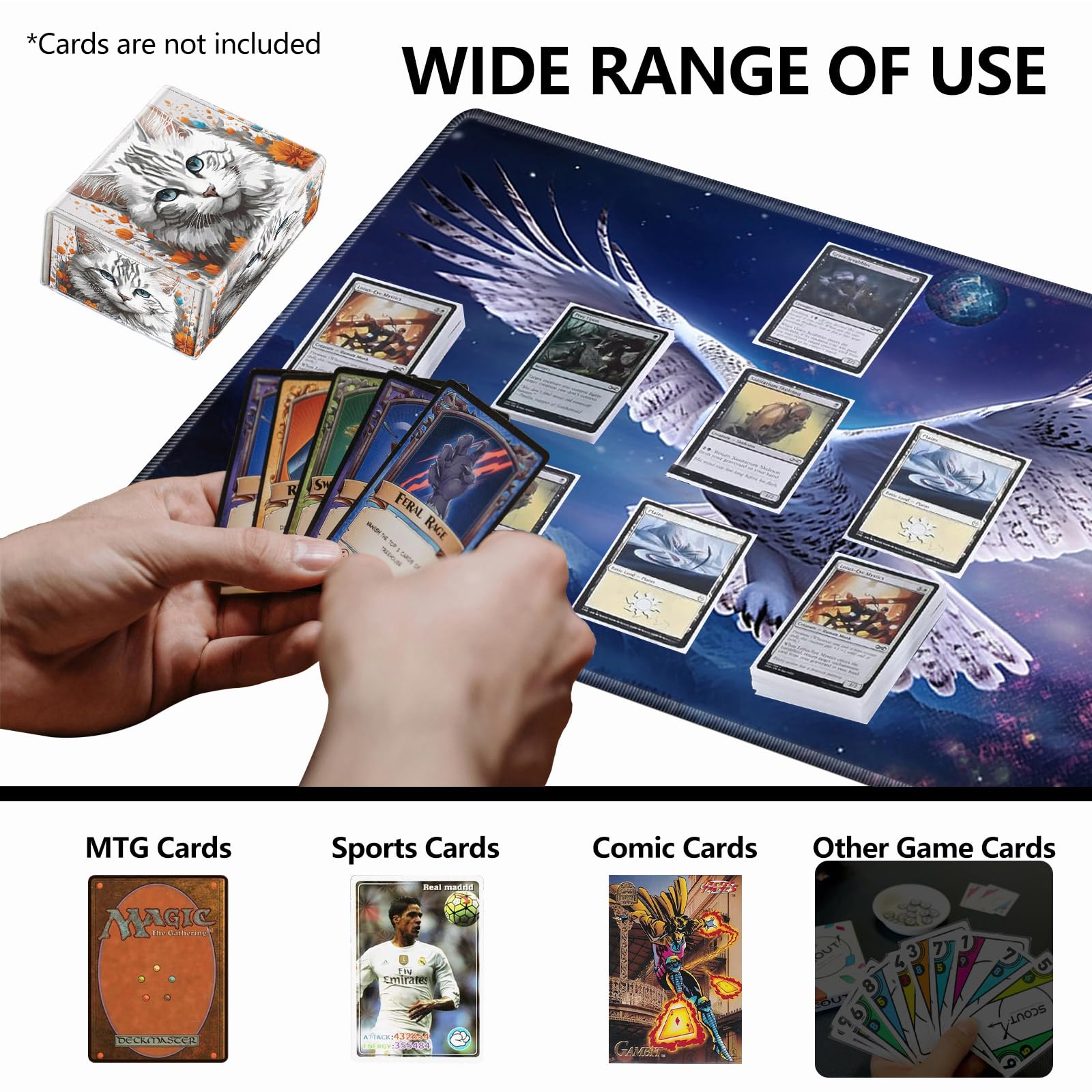 Amazon.com: Strong Magnet Card Case Deck Box Mtg Card Box Playing Card Box  Magic Deck Box Tcg Up to 200 Cards Creative Pattern Trading Card Storage  Box for Collectible Card Games, Long-Haired