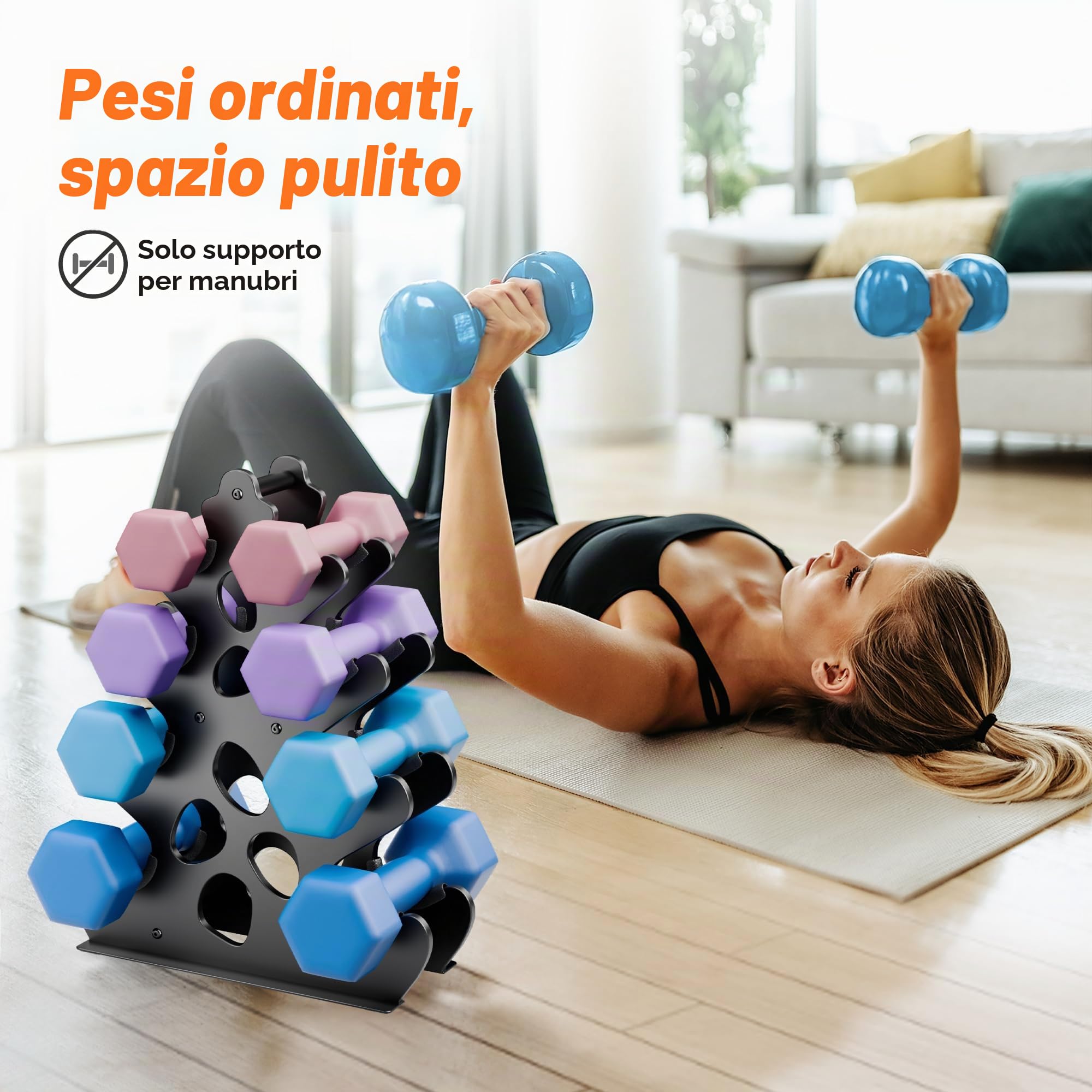 Porta manubri, Rack pesi per palestra domestica, Supporto manubri per pesi liberi