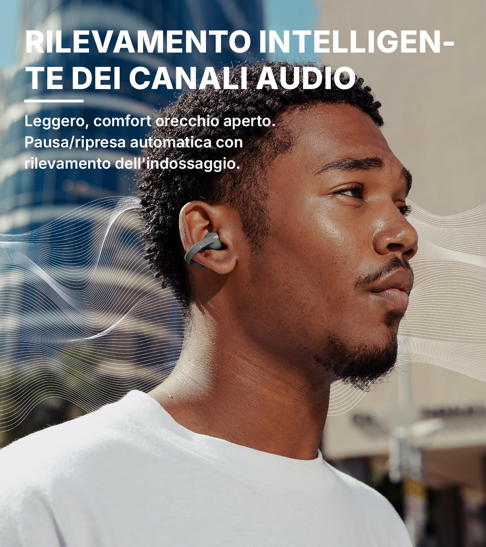 Edifier R1 Earbuds Wireless Open-Ear con Microfono AI, Grigio