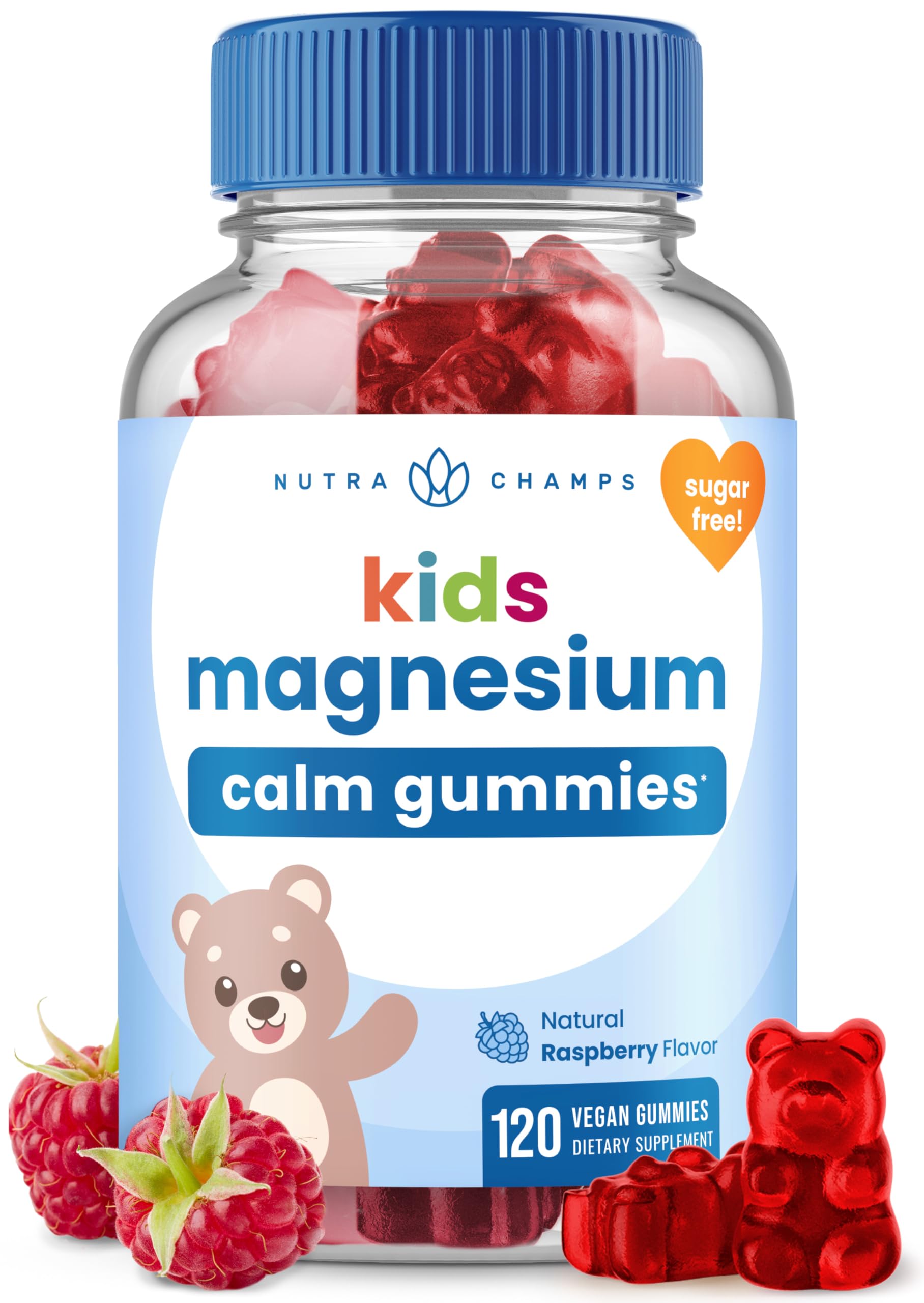 NutraChamps 120 Kids Magnesium Gummies - Sugar Free Calm Magnesium Gummies for Kids - 4 Month Supply - Supports Bone Health, Sleep