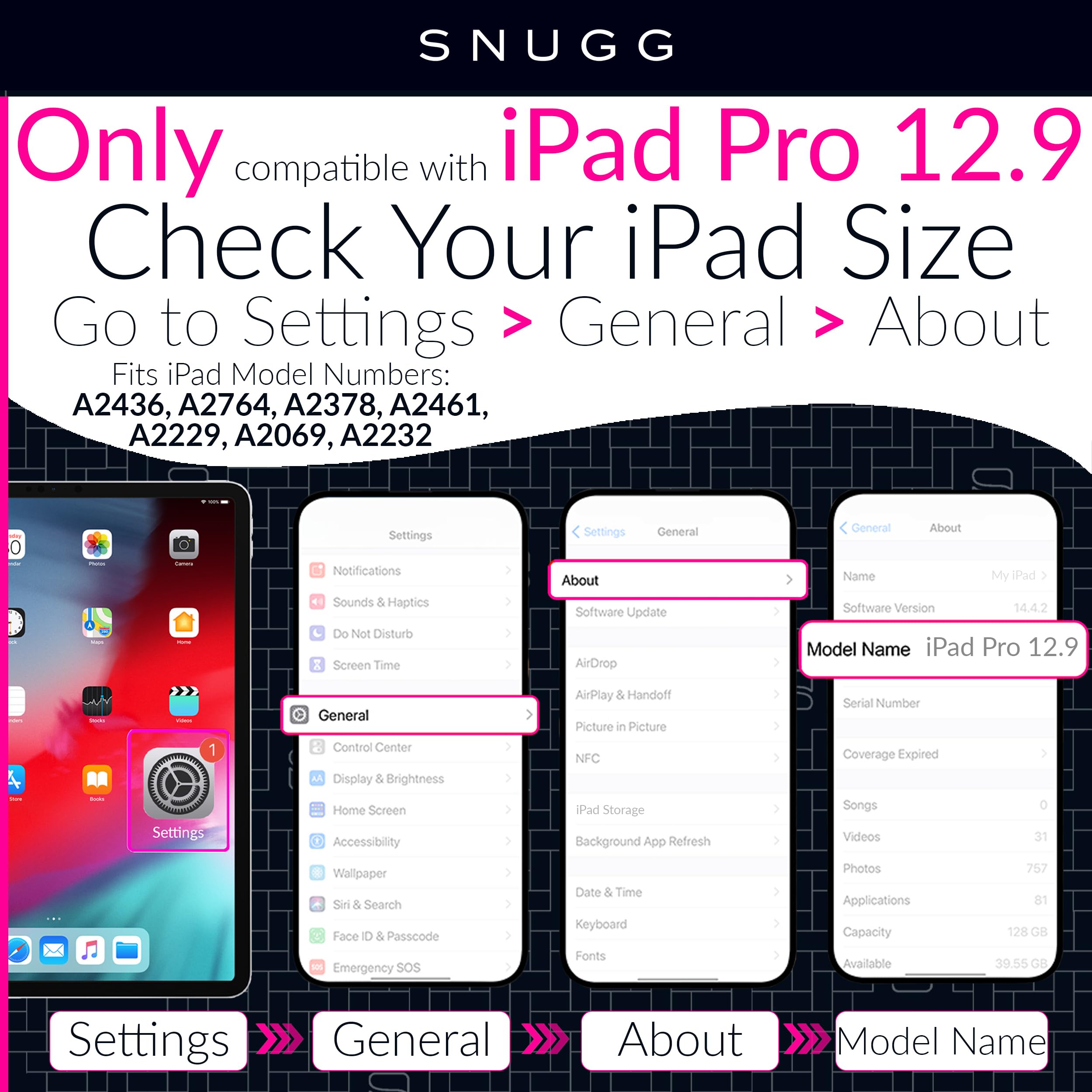 Snugg iPad Pro 12.9 Case with Keyboard - 360 Degree Rotatable Bluetooth Backlit Magic Keyboard for Apple iPad 12.9 Pro - Black