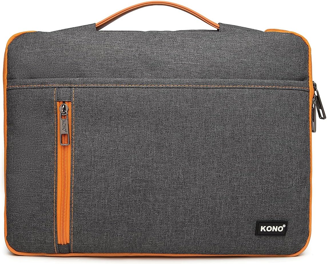 KonoKono 13-13.5 Inch Laptop Sleeve Case Compatible with MacBook Air MacBook Pro Notebook Computer, Water-resistant Laptop Bag with Accessory Pocket for Men Women, Grey
