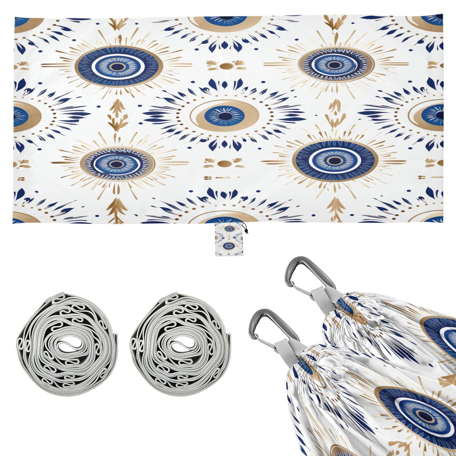 ATTX Evil Eye Camping Hammock - Lightweight & Portable Hammocks, Heavy Duty 330lbs Capacity for Indoor, Hiking, Backpacking, Travel, Backyard, Beach#249