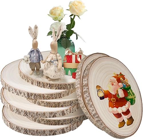 Rebanadas de madera natural sin terminar para centros de mesa, 8 piezas de 9 a 10 pulgadas, centros de mesa de madera para mesas, rondas de madera