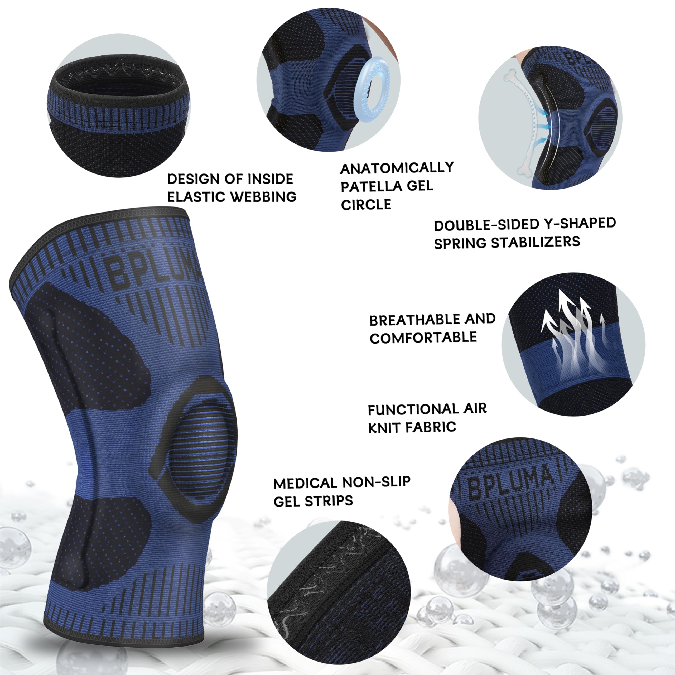 Bpluma Knee Brace Unisex, Enhanced Compression Sleeve with Patellar Pad, Ideal for ACL, Meniscus Tears,and Joint Pain Relief, Exercise and Recovery Support