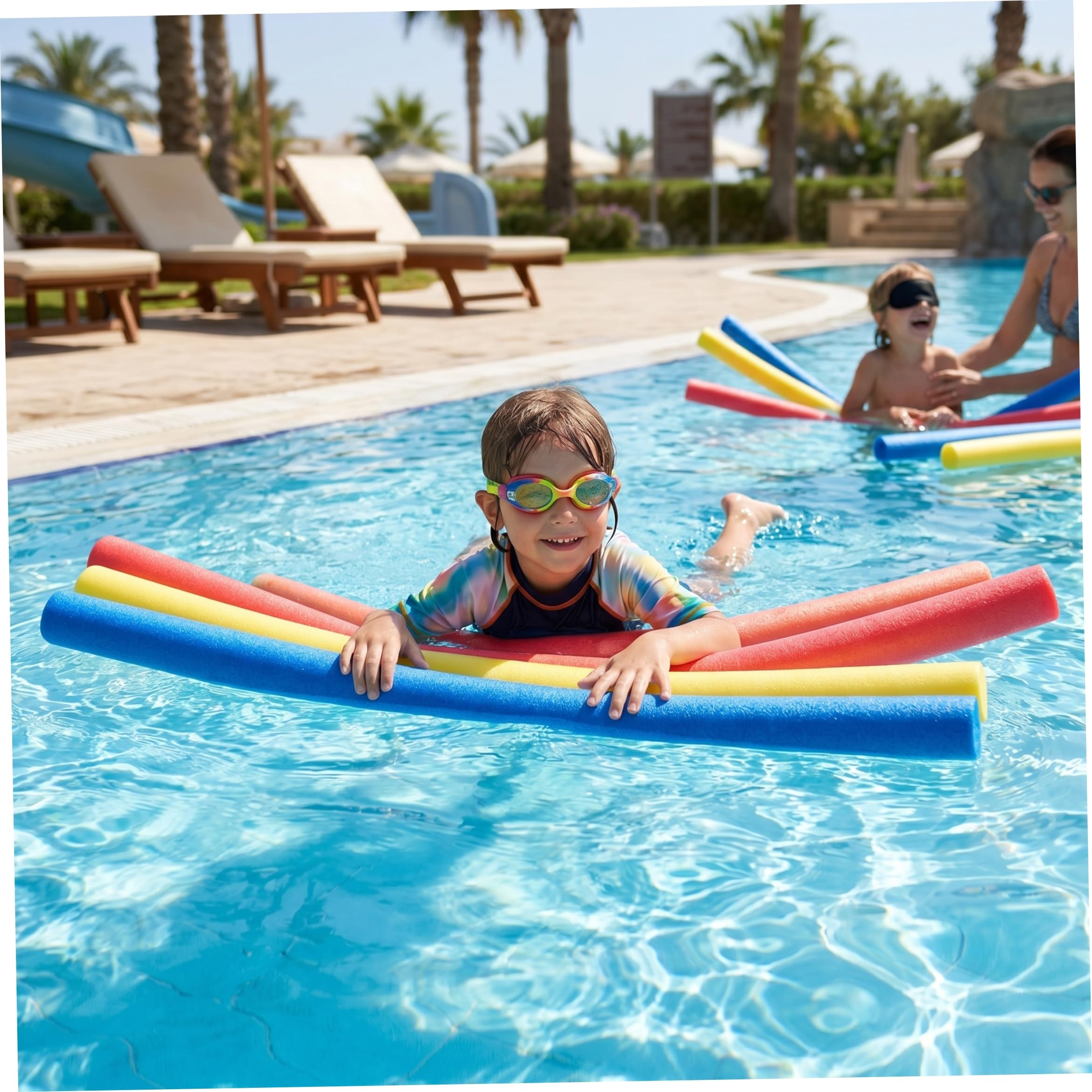 Pool Noodles 3PCS Pool Noodles Flotadores de natación Multiuso Huecos de Espuma para Juegos acuáticos y Ejercicio 59 Pulgadas