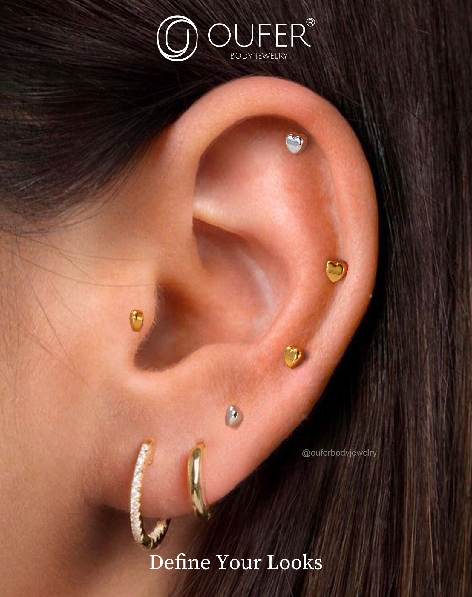 Tragus Earrings OUFER Body Piercing Titanium 18G/16G Labret Studs Lip Stud Titanium Helix Earrings Flat Back