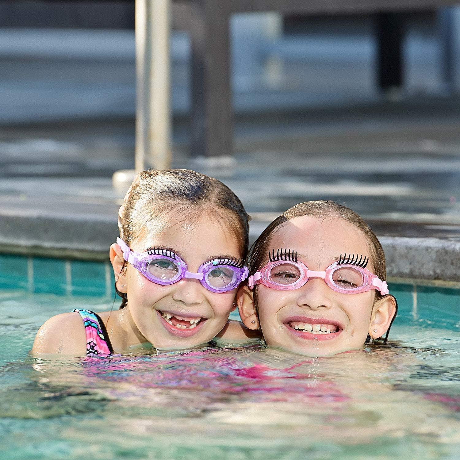 Bling 2O Girls' Glam Pink Swimming Goggles (Ages 3+ up) - UV Protection, Latex-Free, 100% Silicone Material - Includes Anti-Fog & Adjustable Nose Piece - Perfect Spring Break Gear With Hard Case