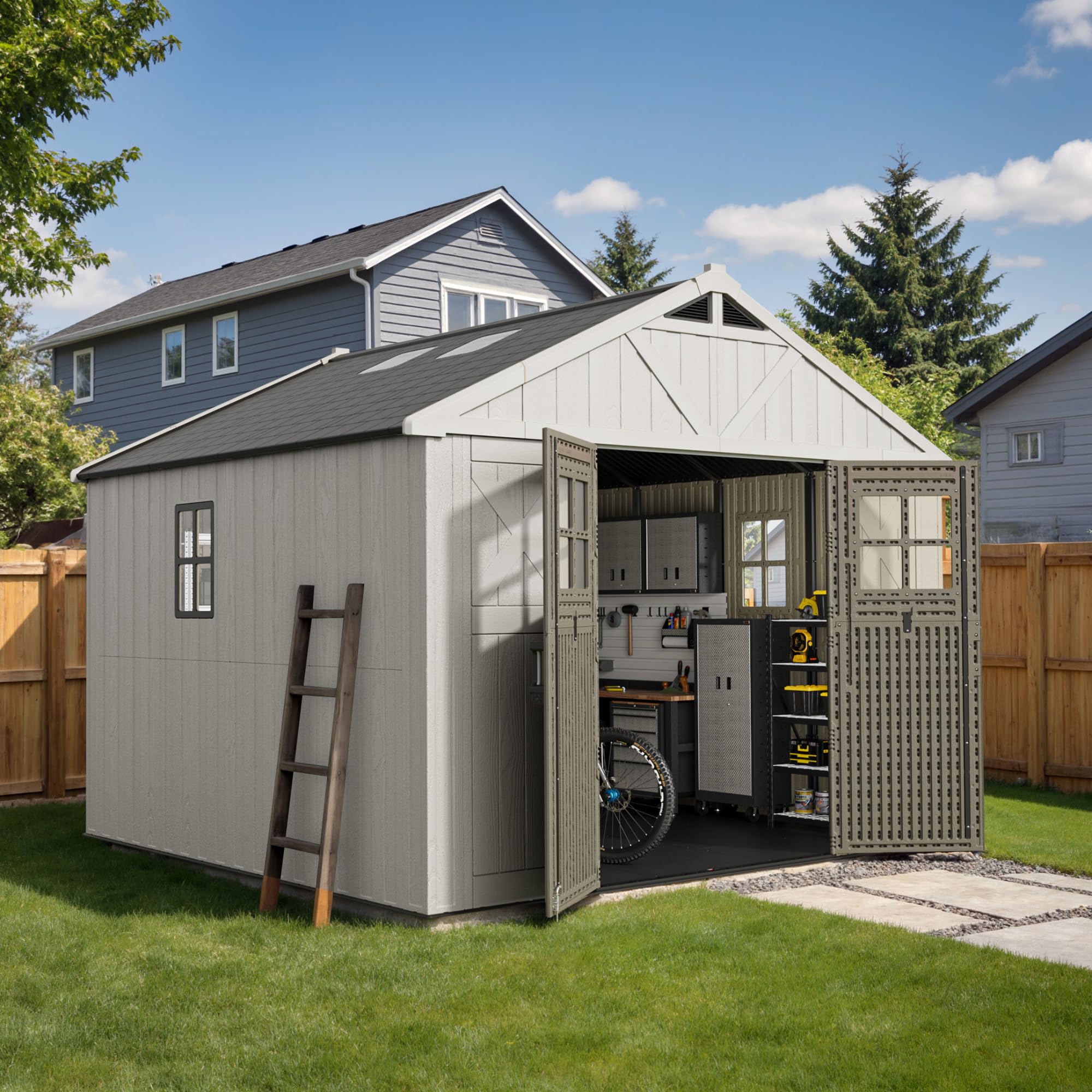 Devoko 10x10 FT Resin Outdoor Storage Shed