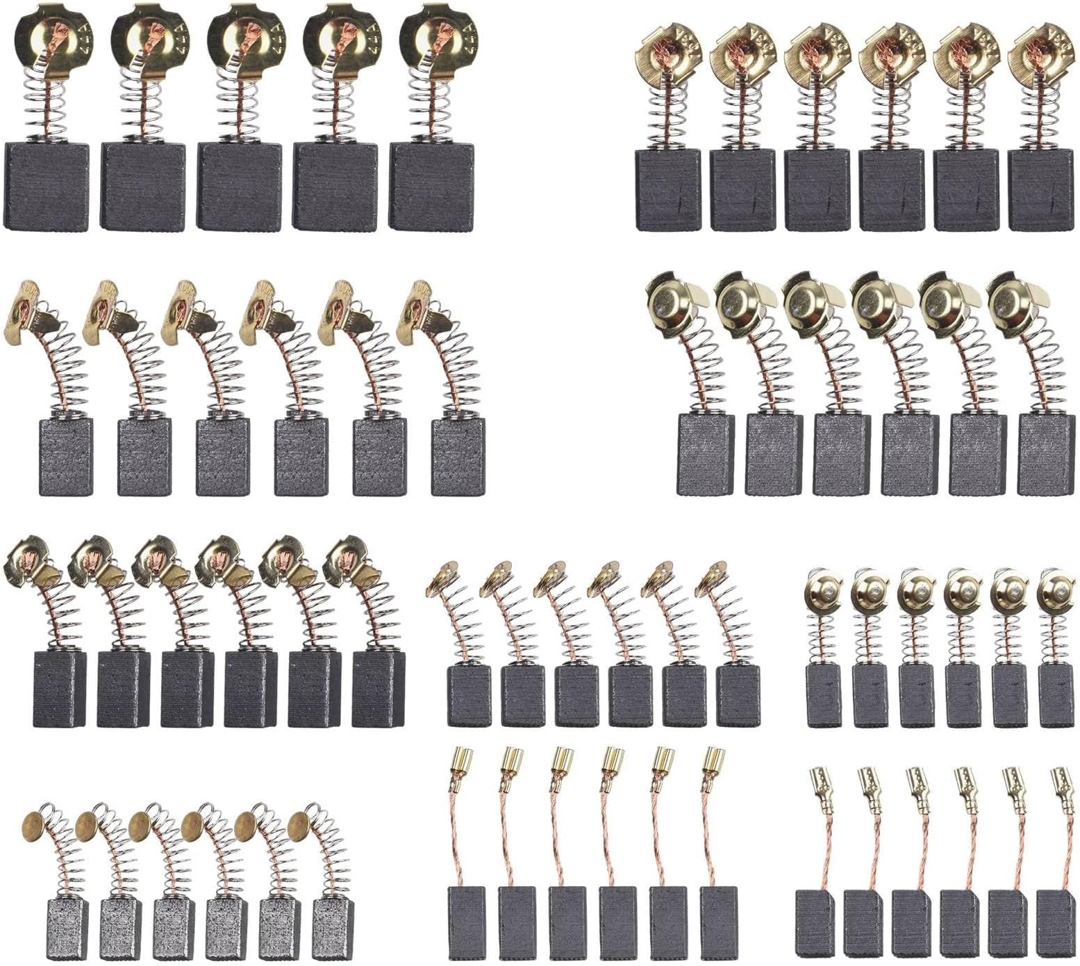 60 Pieces Carbon Brushes Set 10 Different Sizes Replacement Motor Brushes for Power Tools Electric Hammer Drills Circular Saws Angle Grinders