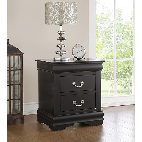 Goujxcy Bedroom Nightstands - Wooden Night Stands with 2 Drawers for Home Bedside End Table Large Storage Furniture (Black)