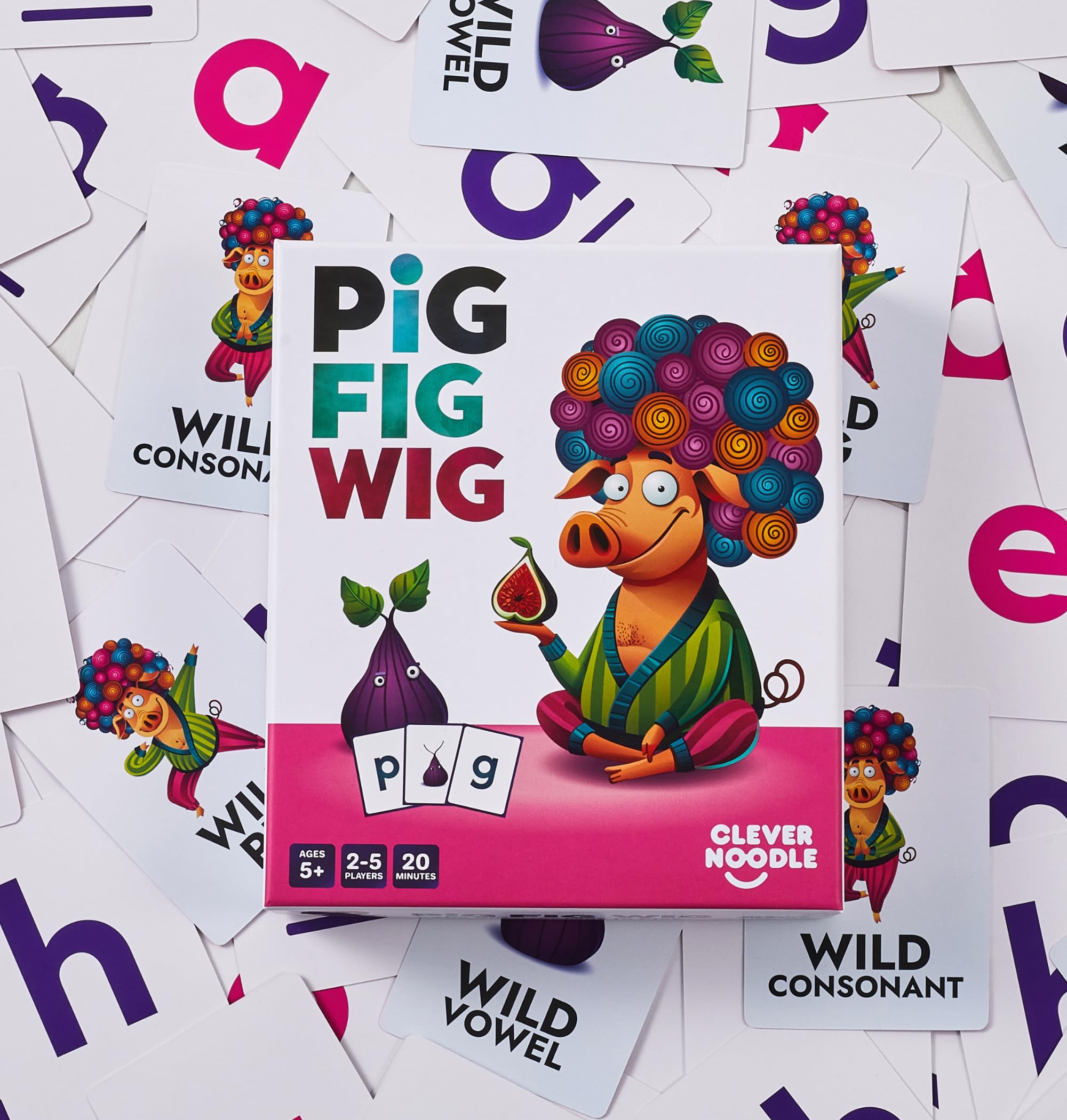 Clever Noodle Peruka figi wieprzowej I Zabawna zabawna gra słów dla dzieci uczące się czytać I fonetyka gra I czytanie gry