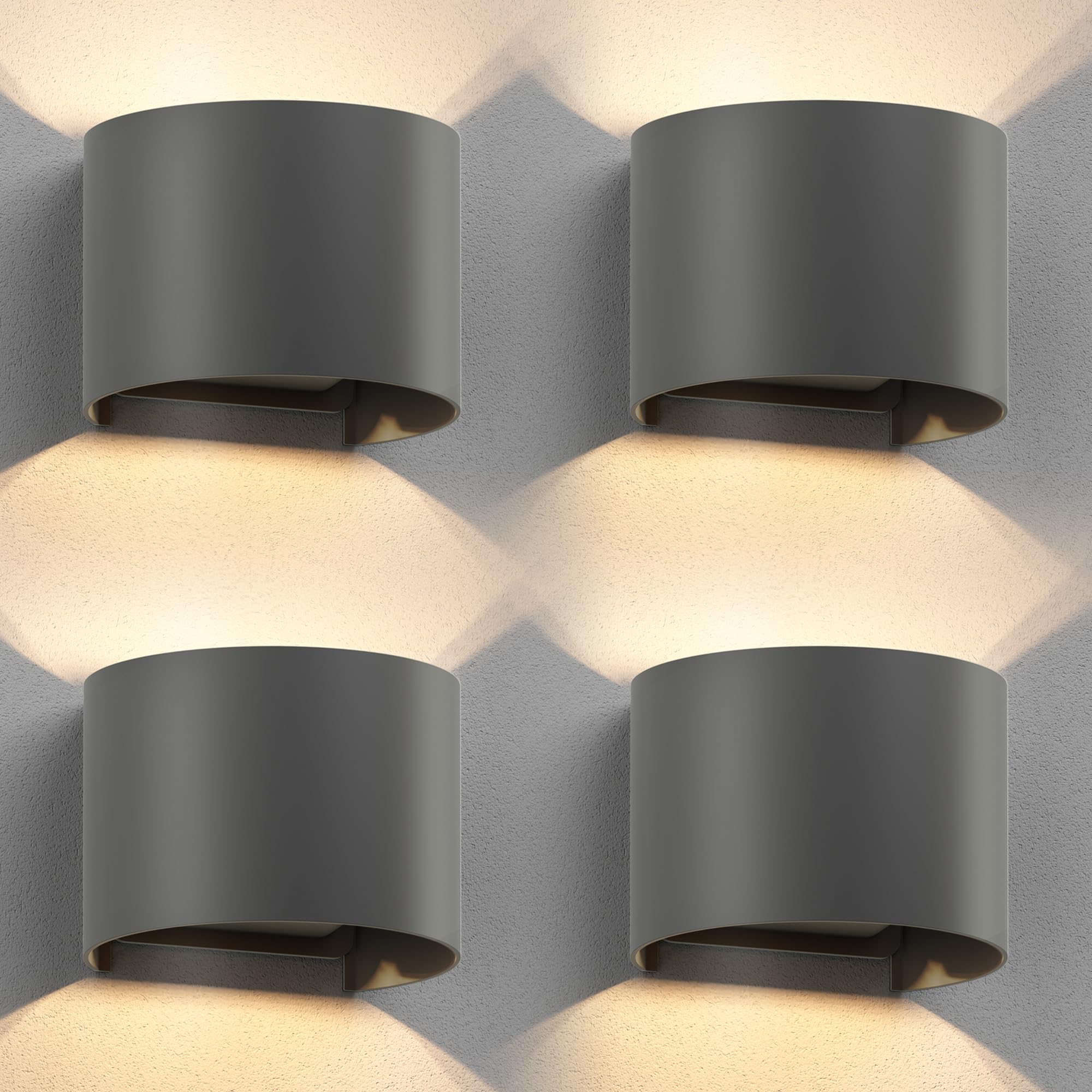 ledscom.de 4X wall Light RUNEL for Outdoors, IP65, up/Downlight, Anthracite matt, Round, 1x G9 max. 10W — image 1