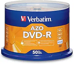Disco gravável Verbatim de 4,7 GB até 16x DVD-R 100-Disc Spindle 95102, Prata, 50-Disc