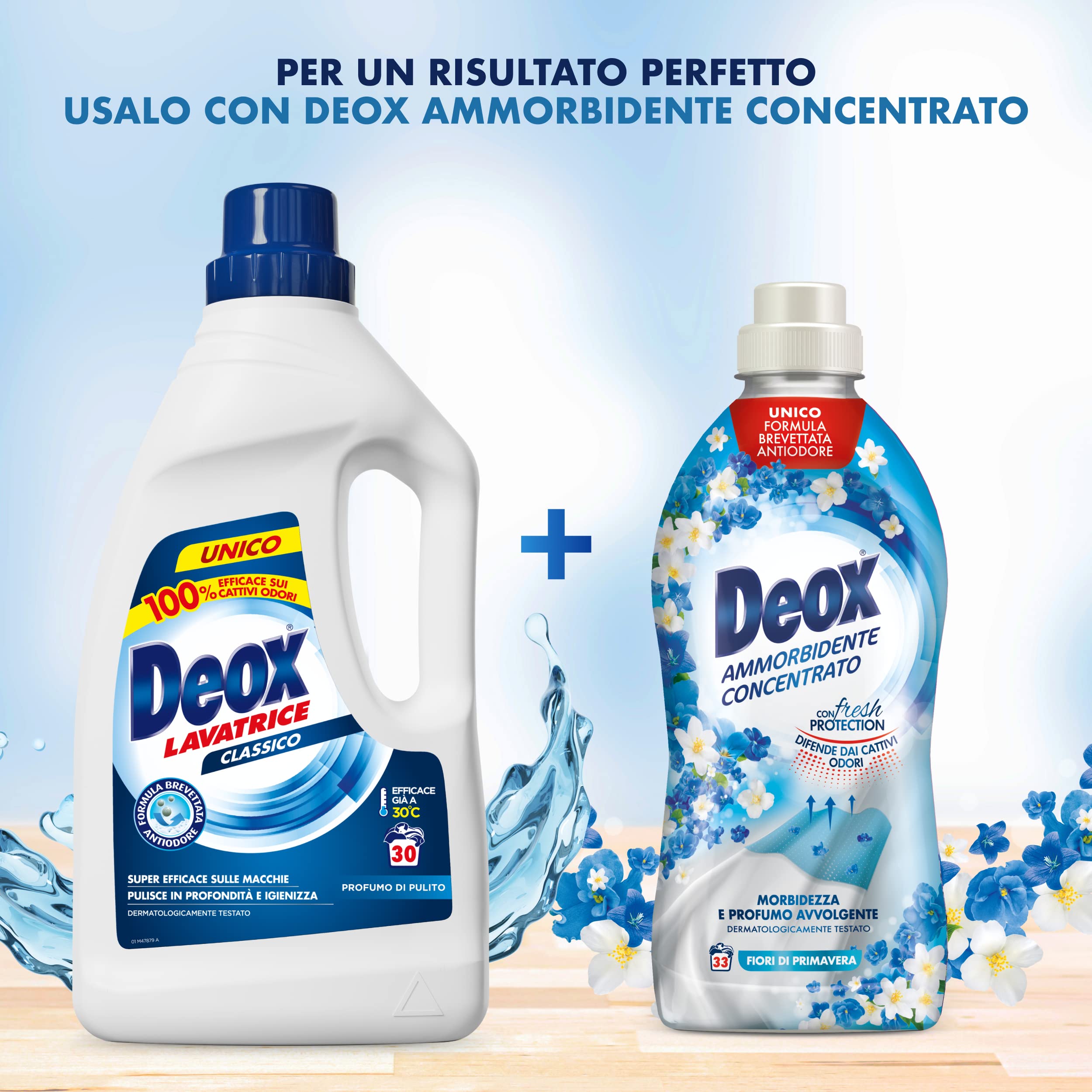 Deox - Detersivo Lavatrice Liquido Classico, 180 Lavaggi, Smacchia e Igienizza, con Formula Antiodore, 1500ml x 6 Confezioni