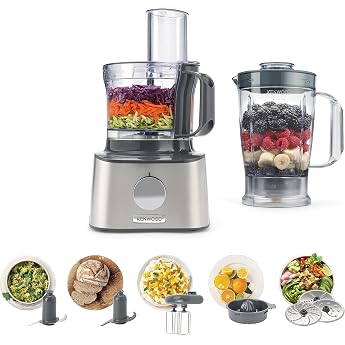 Kenwood FDM301SS Multipro Compact Food Processor, Powerful Kitchen Gadget with 2.1L Container, Acrylic Mixer, Double Whisk, M