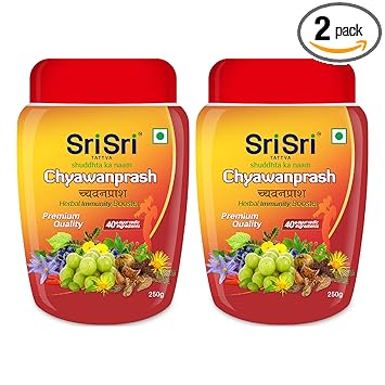 Sri Sri Tattva Chyawanprash - Herbal Immunity Booster with 40+ Ayurvedic Ingredients for Better Strength and Stamina - 250g (Pack of 2)