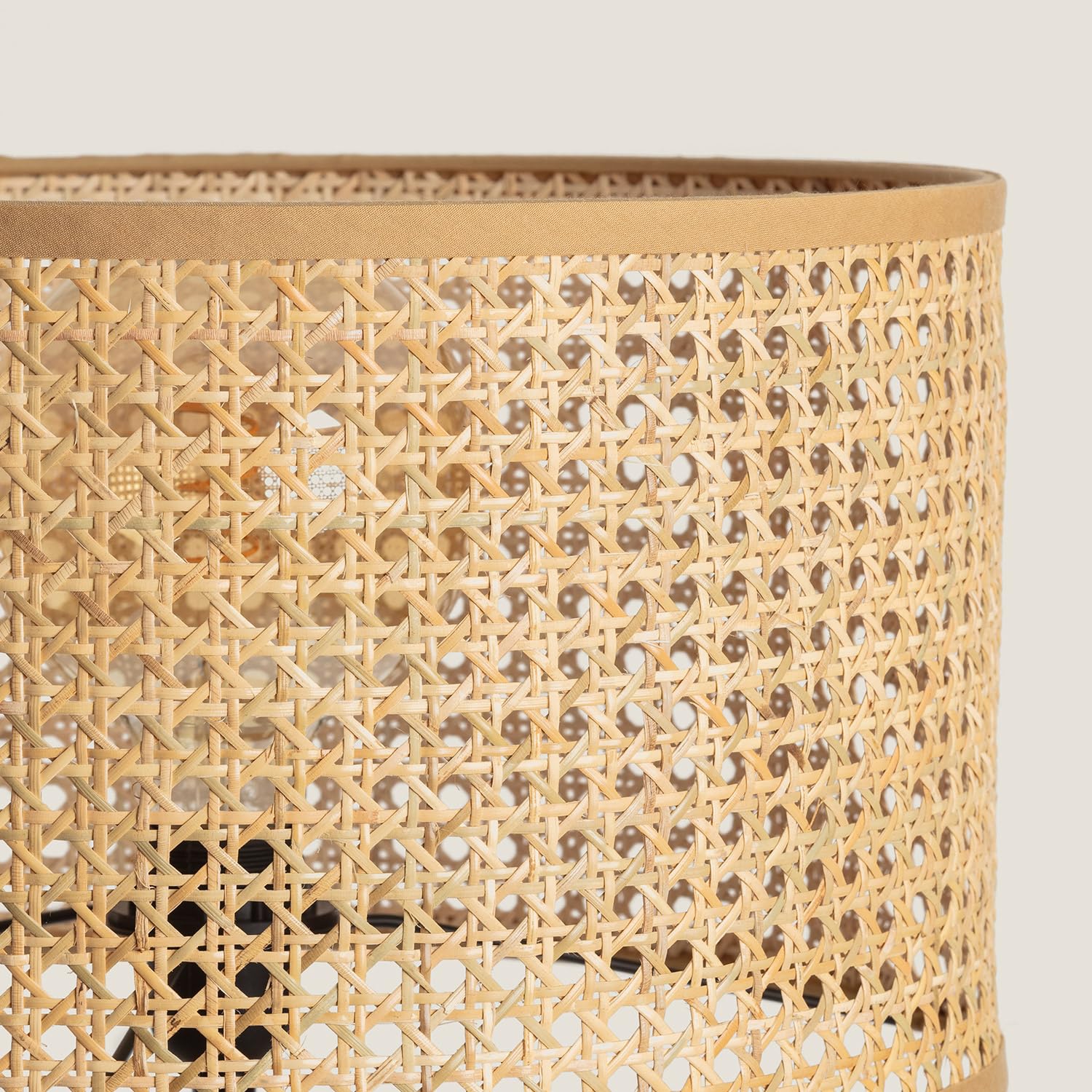 LEDKIA Lámpara de Pie Ratán y Madera Adirane Natural | CasquilloE27