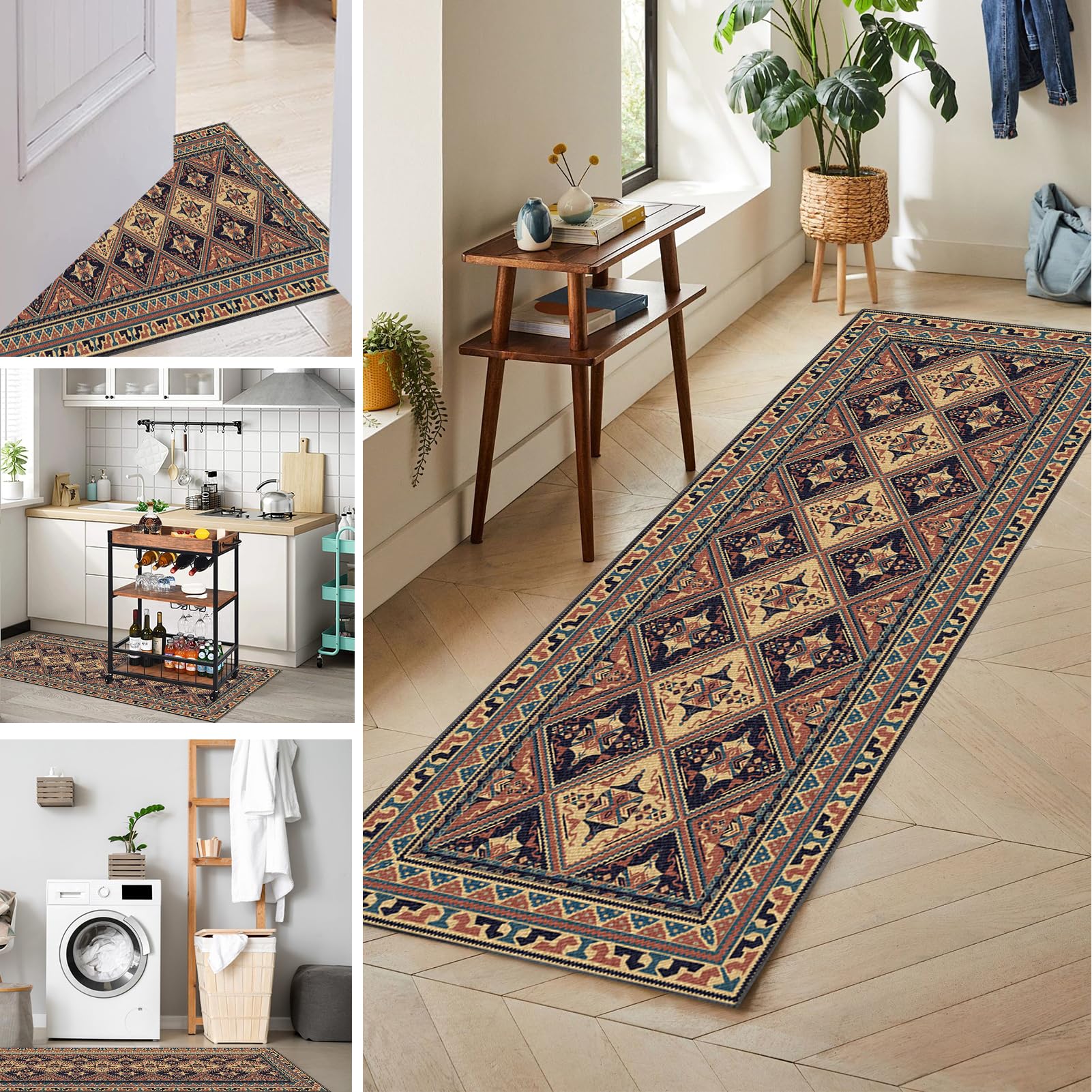 Alfombra estrecha de pasillo para proteger tu cocina con un tapete lavable y suave