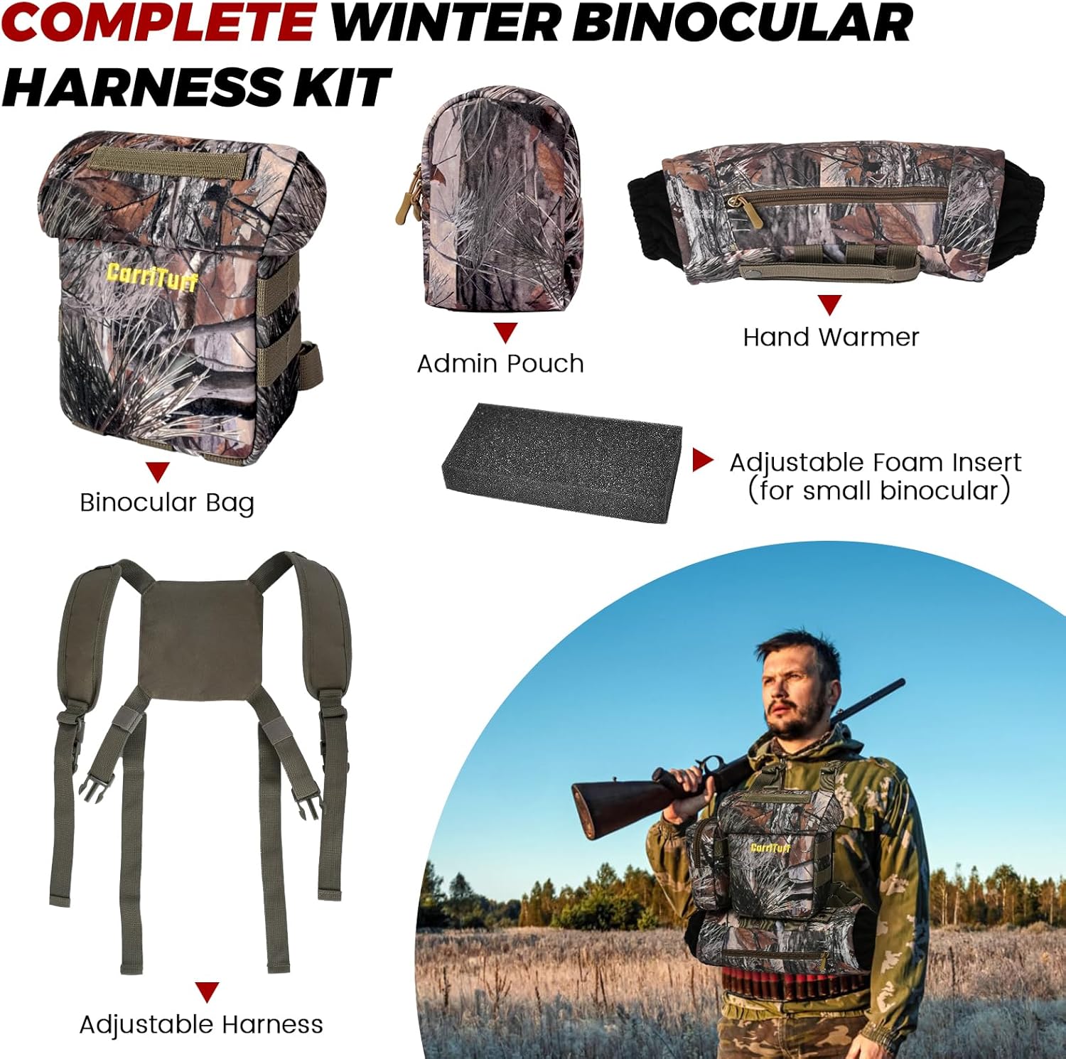 Waterproof Binoculars Harness with Rangefinder Pouch - Silent Material, Magnetic Closure, Hand Warmer Pockets for Hunting, Hiking & Giftable Outdoor Gear - Image 3