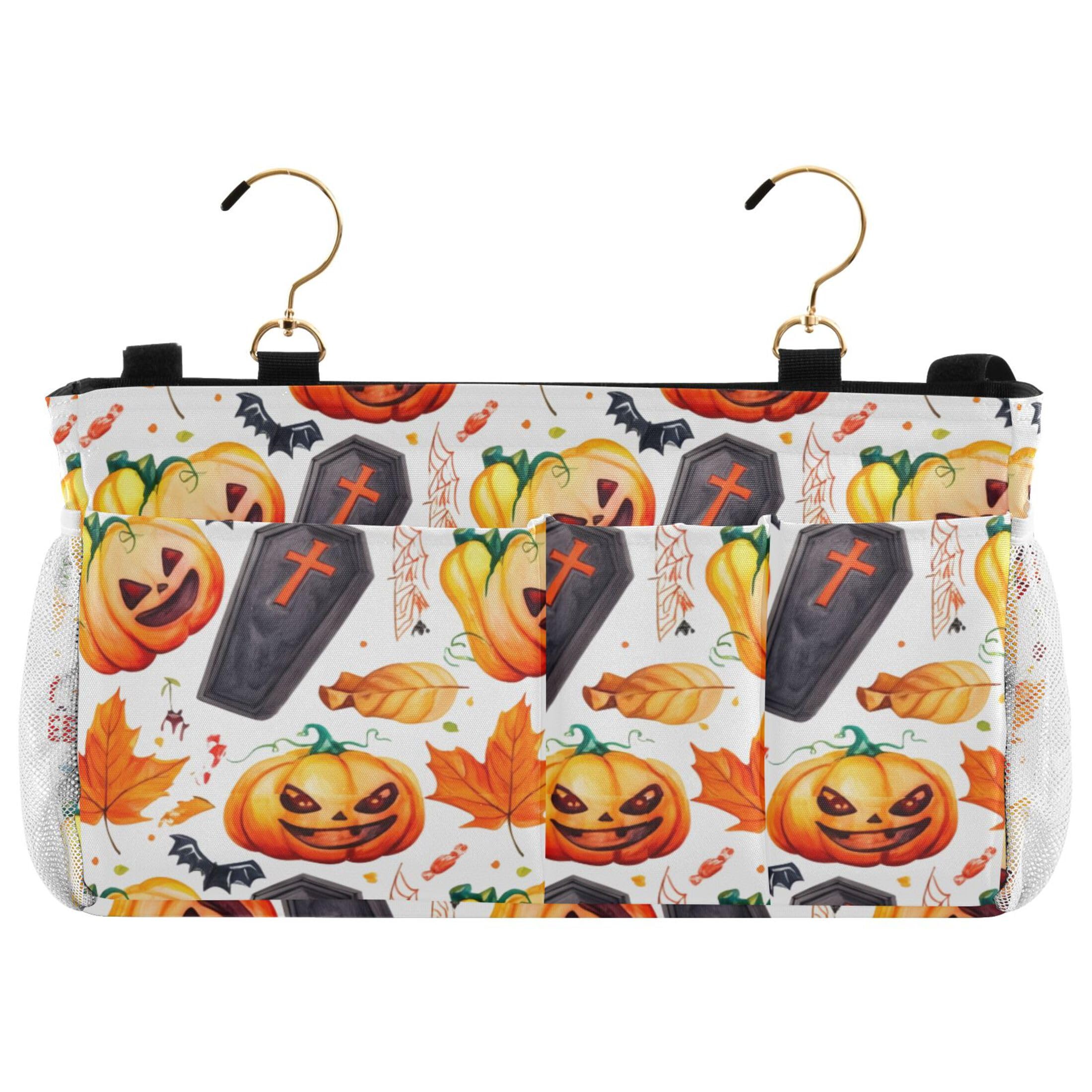 Burbuja Halloween Themed Elements Bedside Caddy Hanging Storage Organizer with 2 Straps and Hooks for Home College Dorm Bunk Bed Hospital Bed Crib