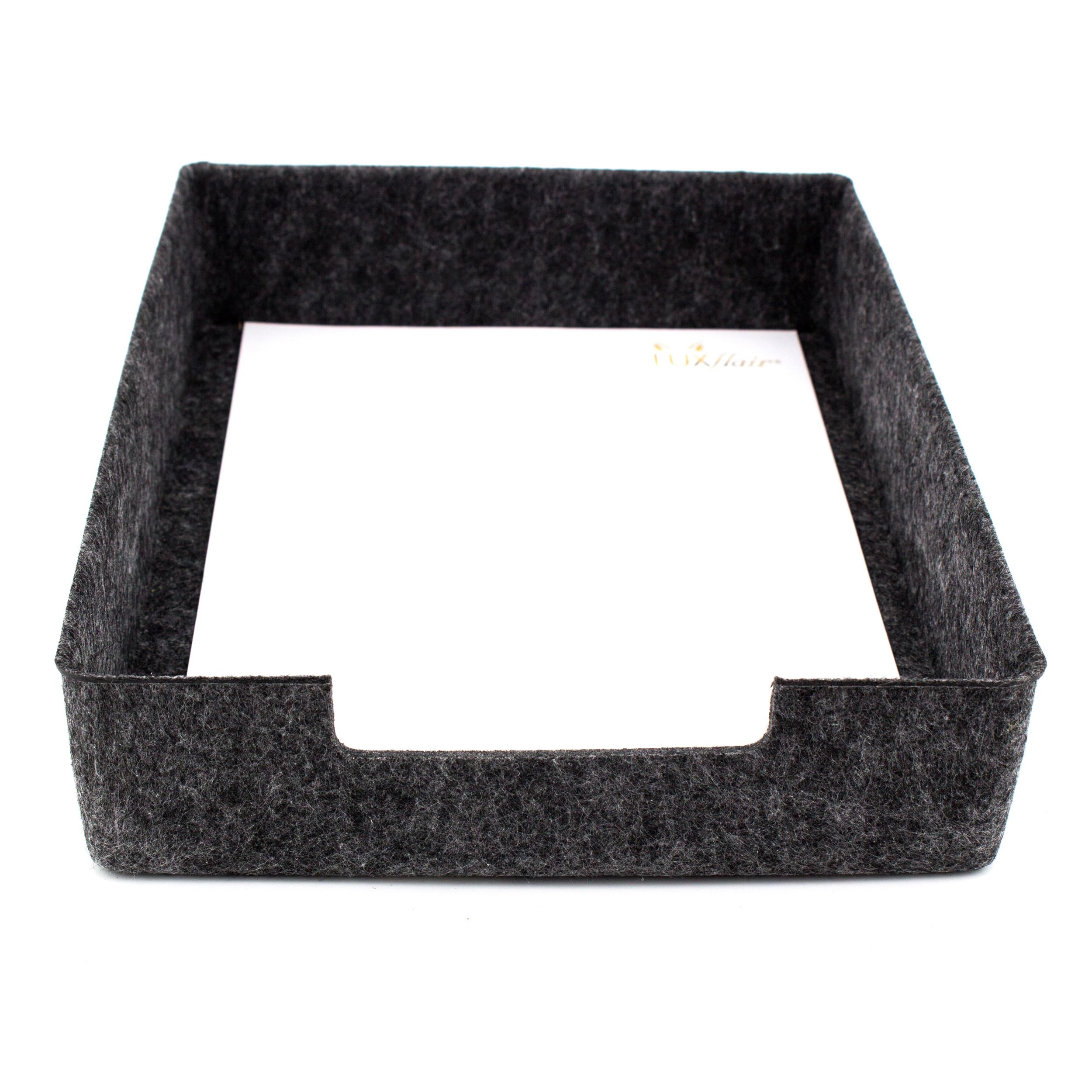LUXflair 3er Set Filz Dokumentenablage DIN A4, Größe: 33,5x24,5x7cm, Graumeliert, stapelbares Design, abwischbare Oberfläche. Briefablage, Schreibtisch Organizer für Büro & Zuhause