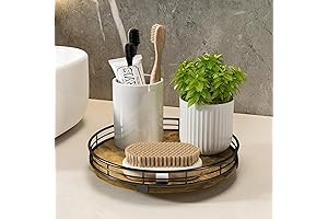 HGF Bathroom Vanity Tray Turntable, 9-inch Farmhouse Rotating Countertop Organizer