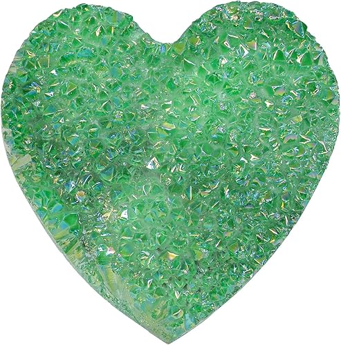 Rockcloud Cuarzo de cristal recubierto de titanio en forma de corazón, figura de geoda drusa de racimo natural, espécimen mineral para decoración de