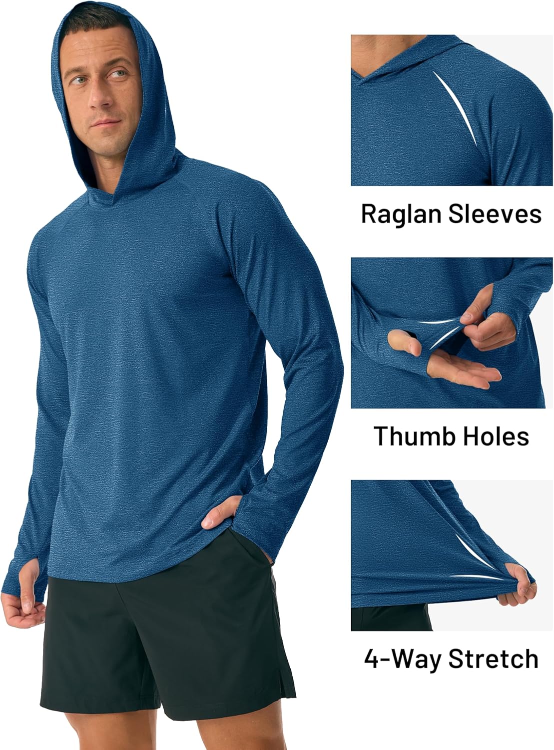 MAGCOMSEN Men's UPF 50+ Sun Shirts Long Sleeve Fishing Hoodie Shirt Lightweight Athletic Swim Running Hiking Rash Guard