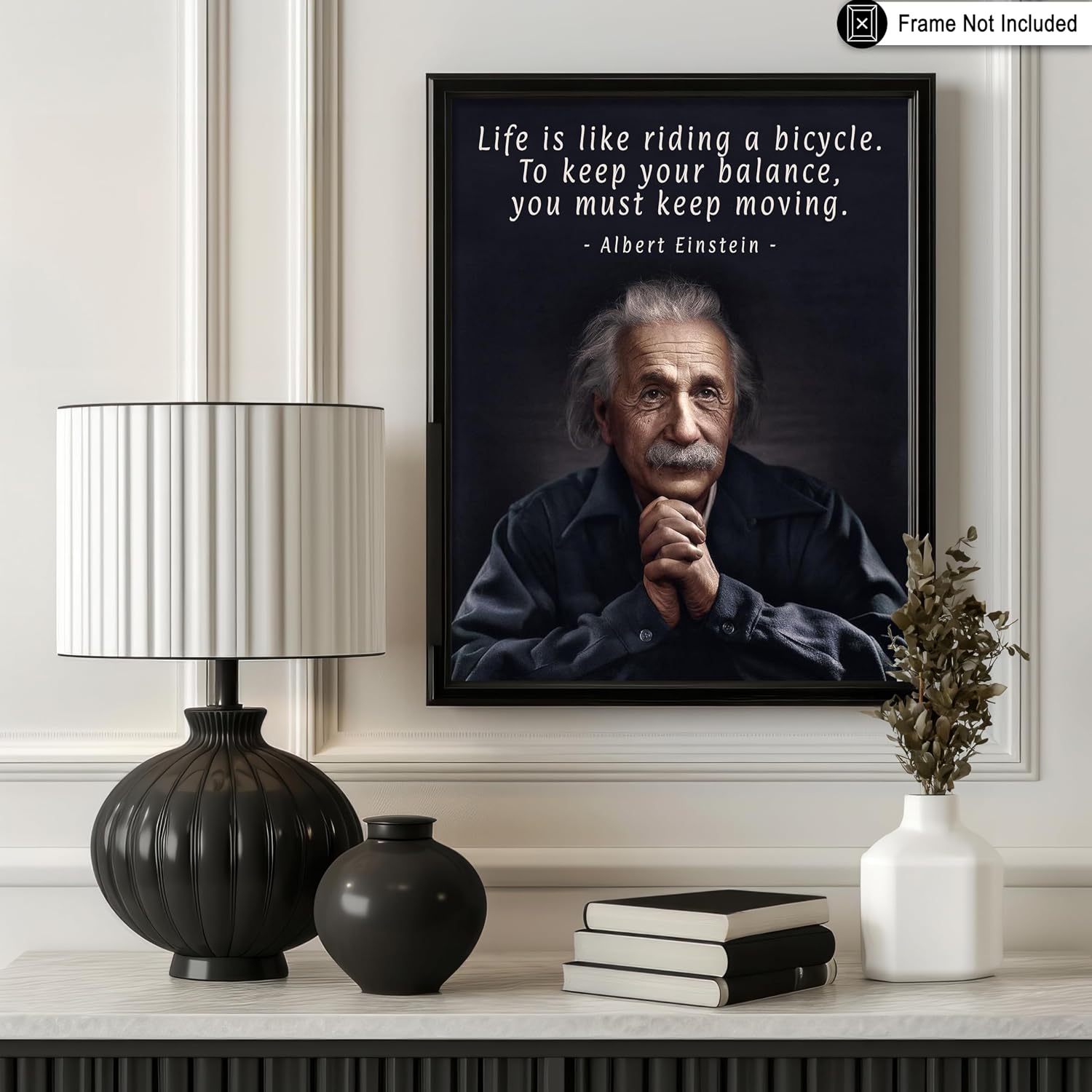 Poster Master Life Is Like Riding A Bicycle Poster - Albert Einstein Print - Motivational Quotes Art - Gift for Men & Women - Inspiring Wall Decor for Living Room or Office - 8x10 UNFRAMED Wall Art