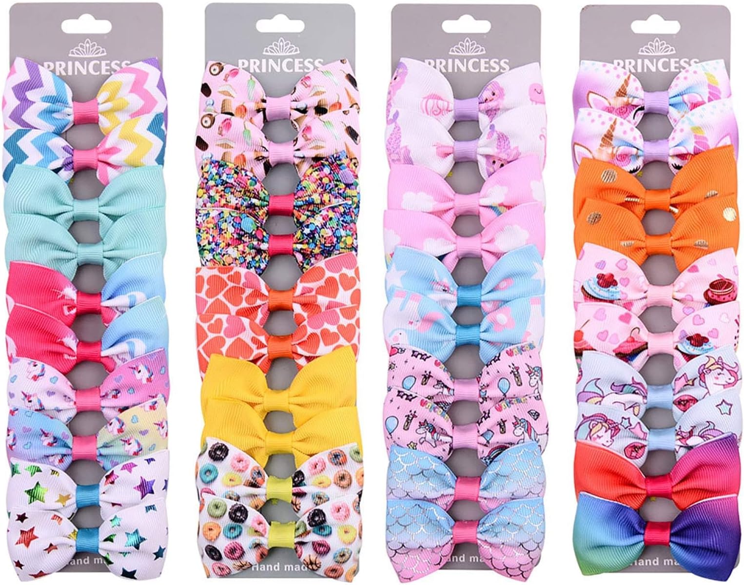 40PCS 2.5" Baby Girls Hair Bows Alligator Clips Grosgrain Ribbon Hair Barrettes Unicorn Hair Accessories for Kids Toddlers