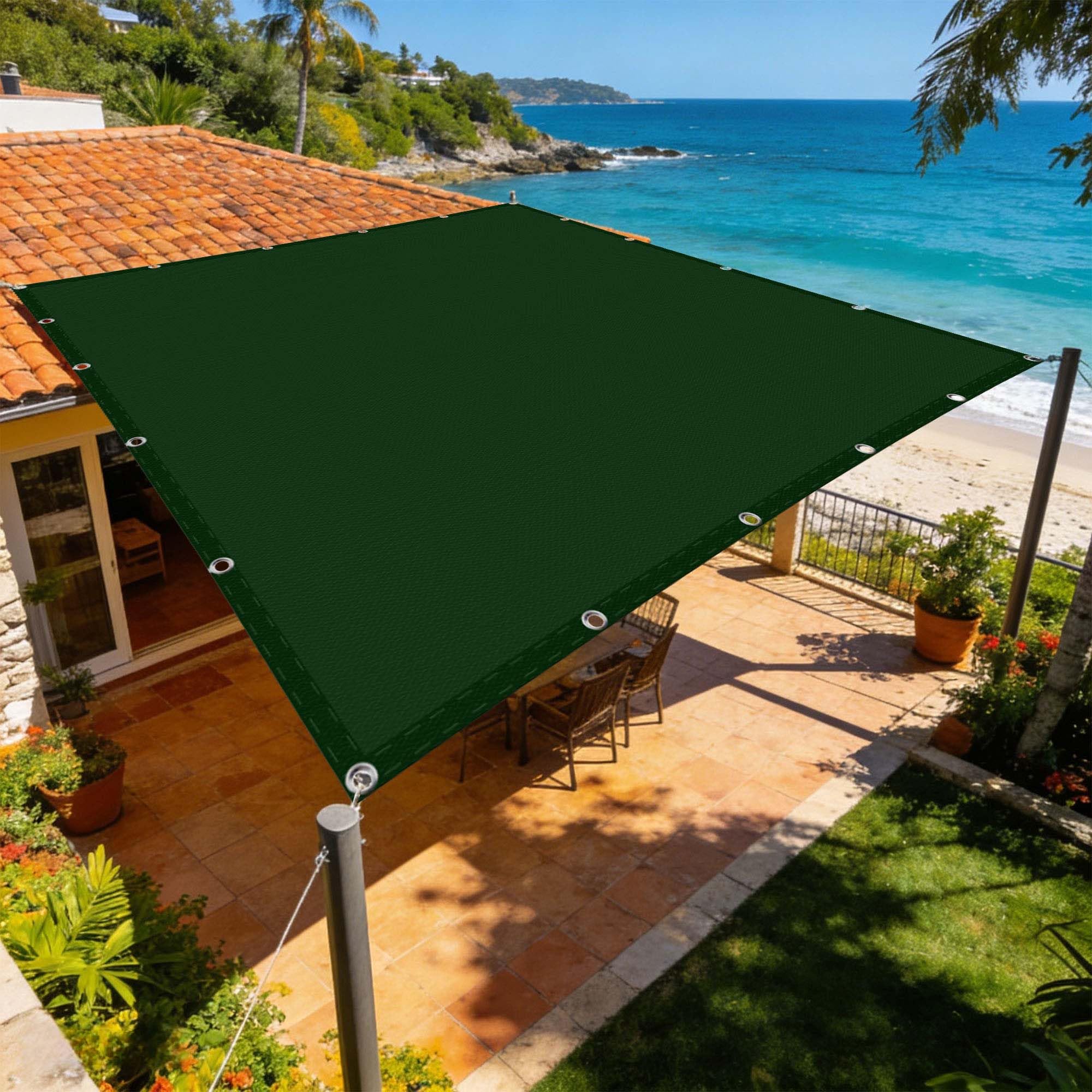 Bâche ombrage extérieur imperméable 400 x 500 cm vert foncé pour jardin