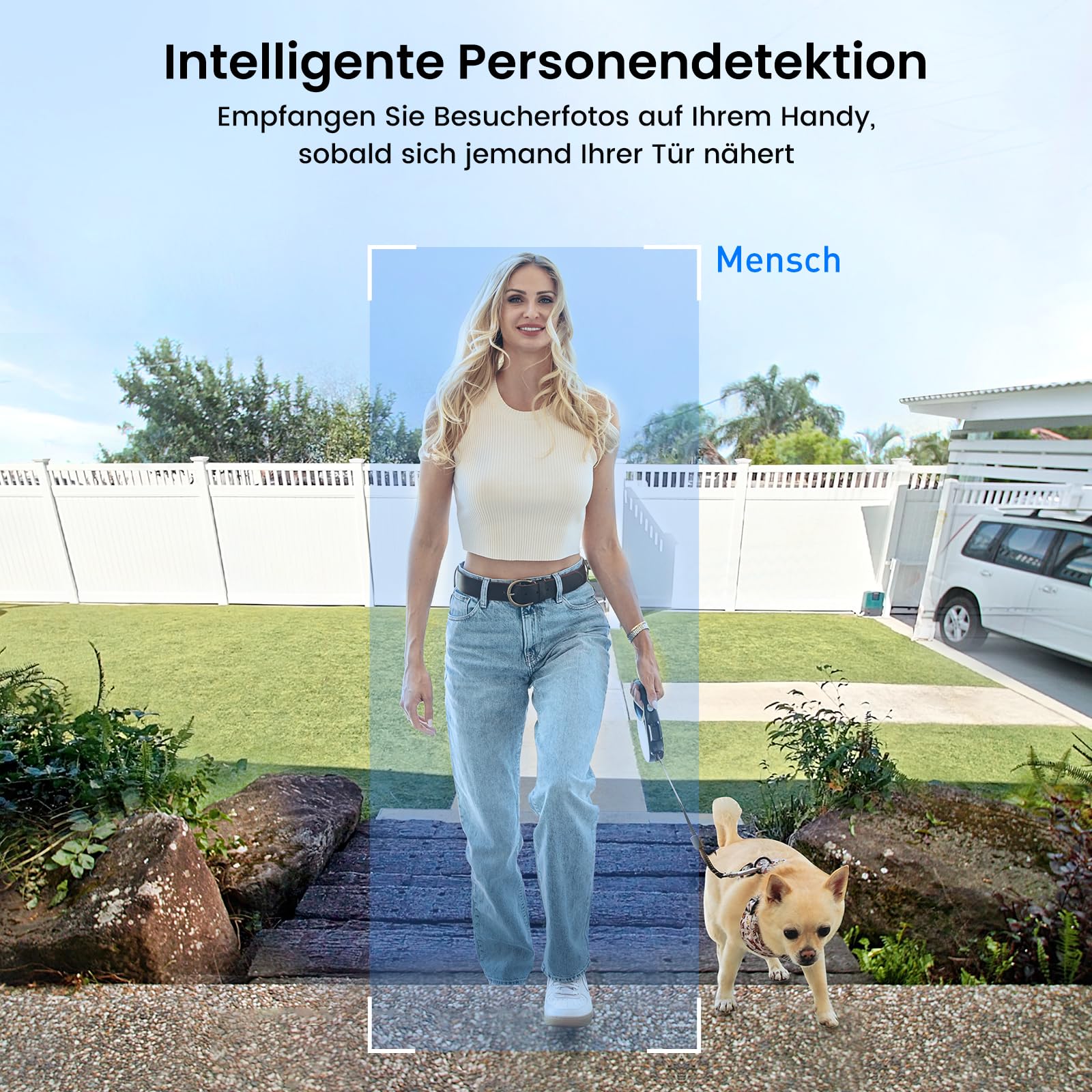 aosu 2K Video Türklingel SE, 170°Weitwinkel Türklingel mit Kamera | PIR-Bewegungserkennung(Person/Paket/Haustier), 2-Wege-Audio, Nachtsicht, 2,4GHz Wi-Fi & Bluetooth, IP65, Alexa-kompatibel
