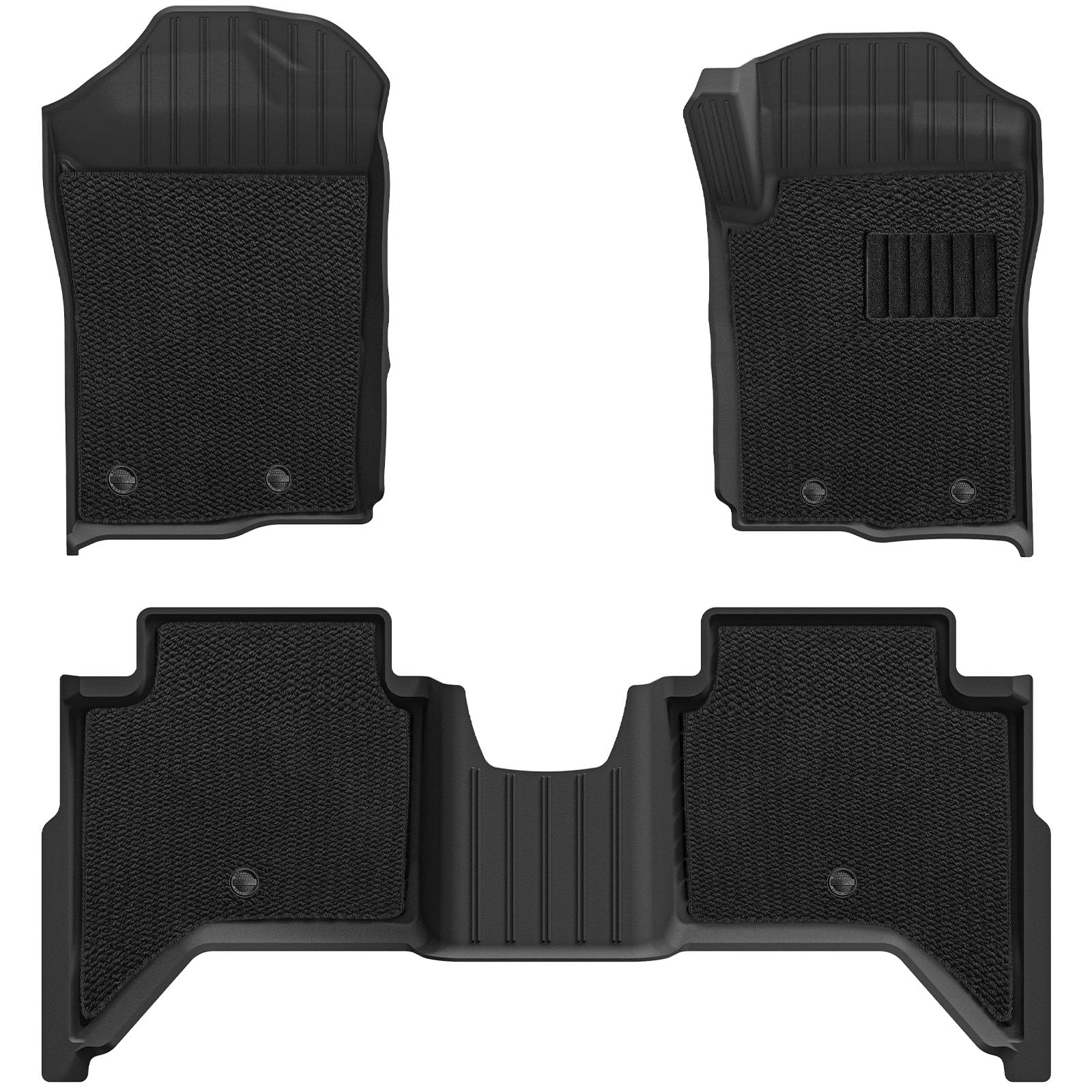 3W Floor Mats & Carpet Fit for Ford Ranger T9 2023 2024 2025 Wildtrak/Raptor, All Weather Dog Friendly Mats TPE Custom Fit Ford Ranger, Waterproof Non-Slip Easy to Install Car Ranger T6.2 Accessories