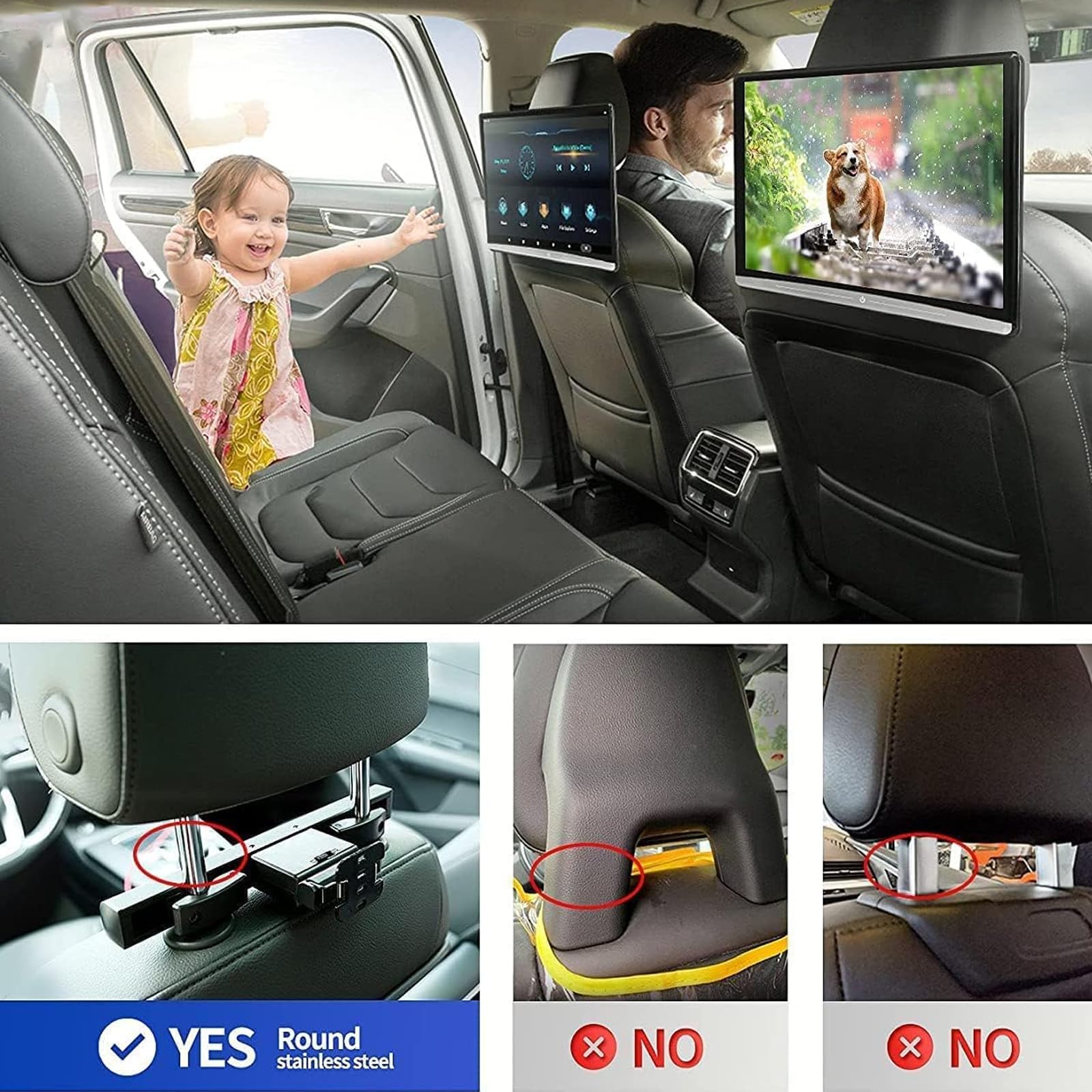 Campervan TV Halterung, Wohnmobil TV Halterung mit VESA Kopfstütze für 12-24 Zoll Fernseher, bis zu 13,6 kg, Schwenkbar, Neigbar, Abschließbar für T4, T5, T6 Wohnmobil
